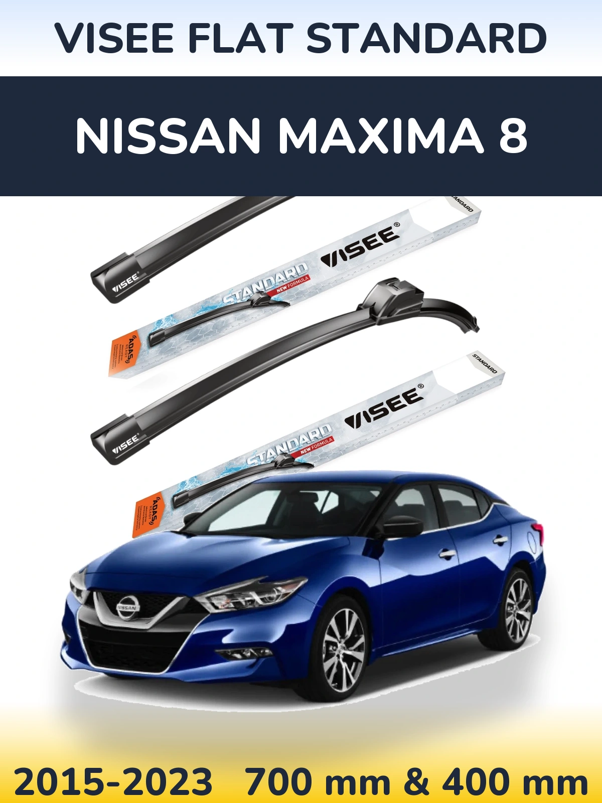 Sada předních stěračů VISEE FLAT STANDARD 700 a 400 mm pro Nissan Maxima 8 2015-2023