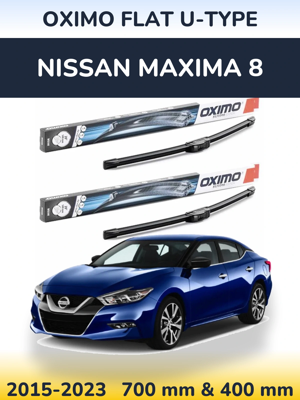 Sada předních stěračů Oximo Flat U-type 700 a 400 mm pro Nissan Maxima 8 2015-2023