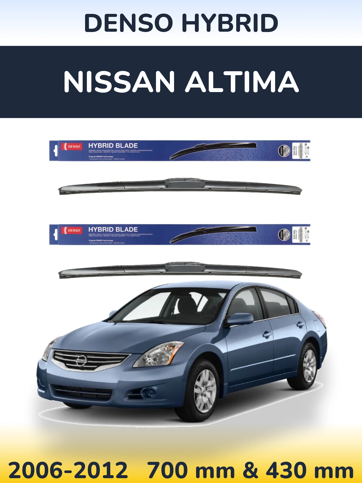 Sada předních stěračů Denso Hybrid 700 a 430 mm pro Nissan Altima 2006-2012