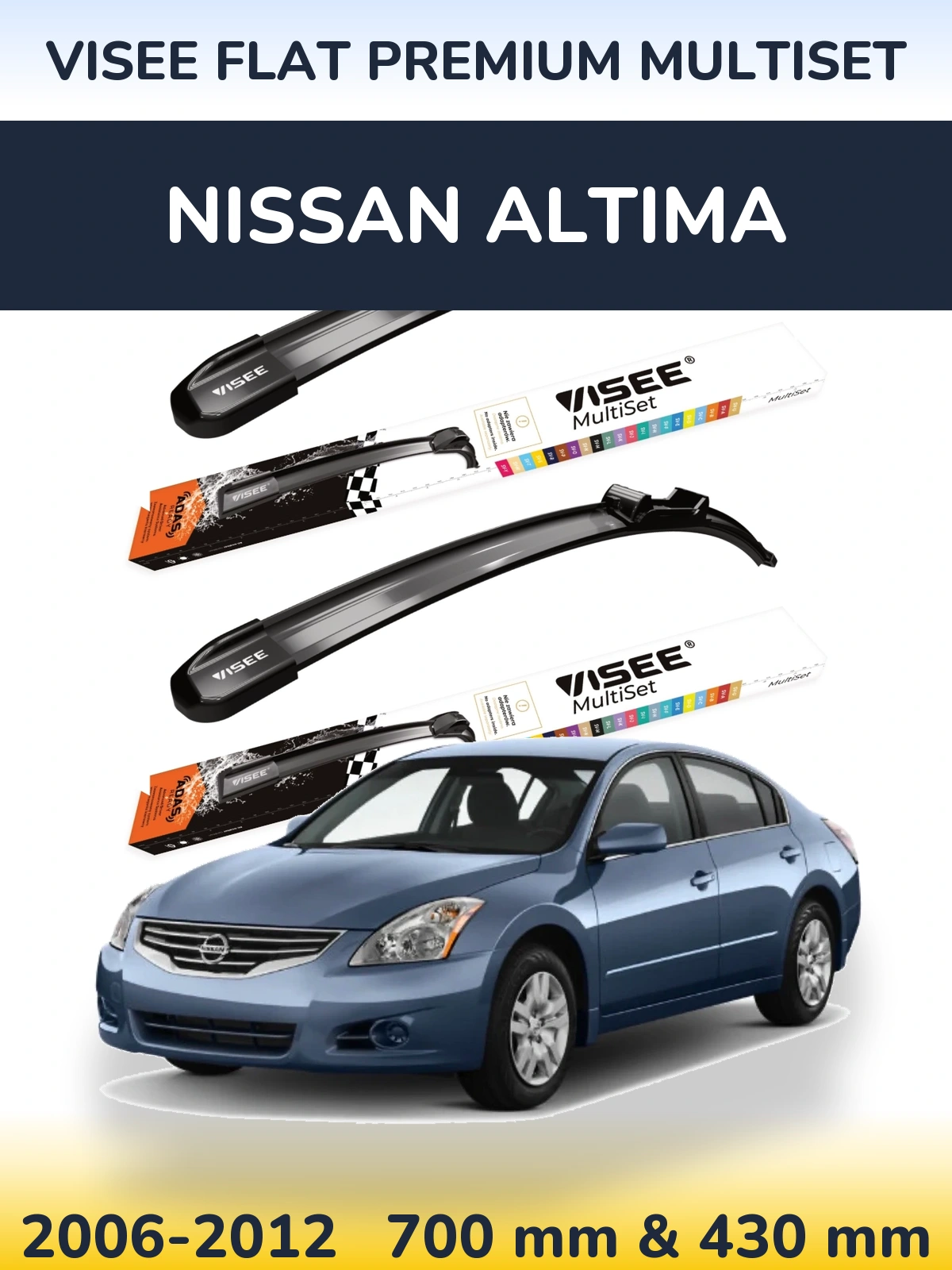 Sada předních stěračů VISEE FLAT PREMIUM MultiSet 700 a 430 mm pro Nissan Altima 2006-2012