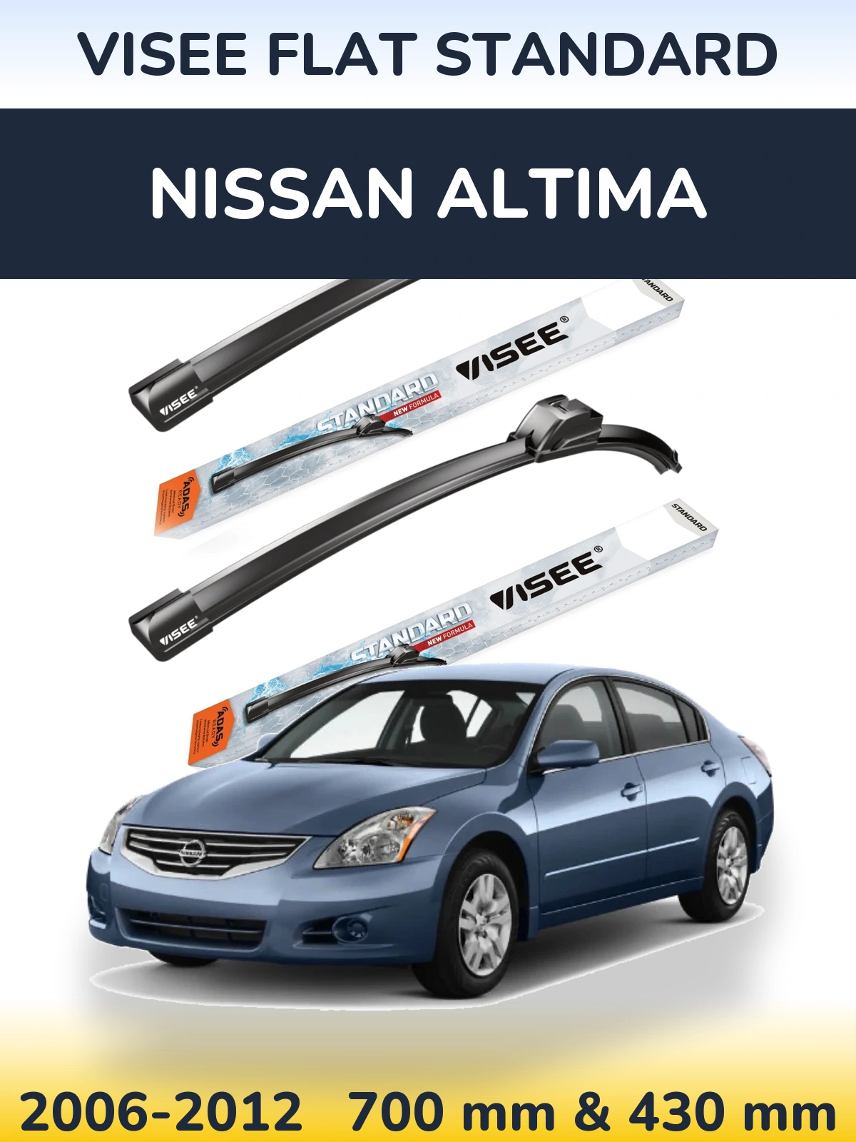 Sada předních stěračů VISEE FLAT STANDARD 700 a 430 mm pro Nissan Altima 2006-2012