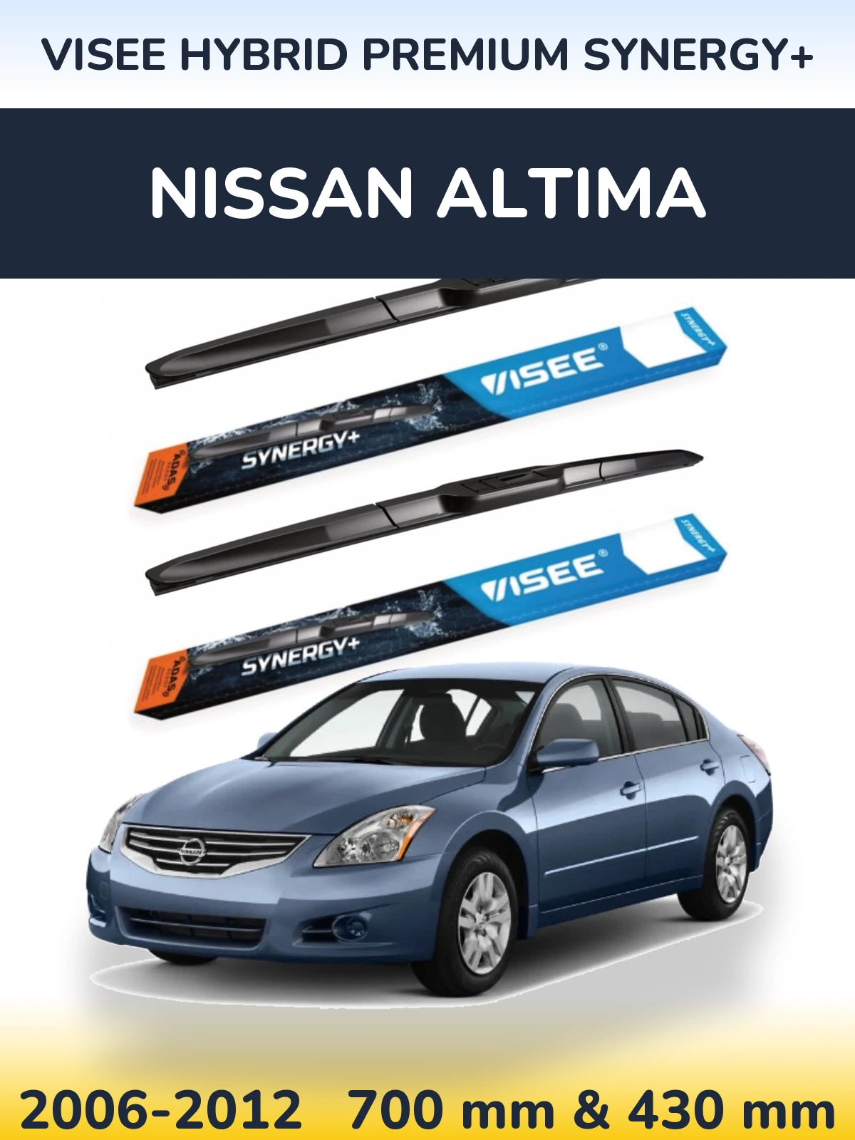 Sada předních stěračů VISEE HYBRID PREMIUM SYNERGY+ 700 a 430 mm pro Nissan Altima 2006-2012
