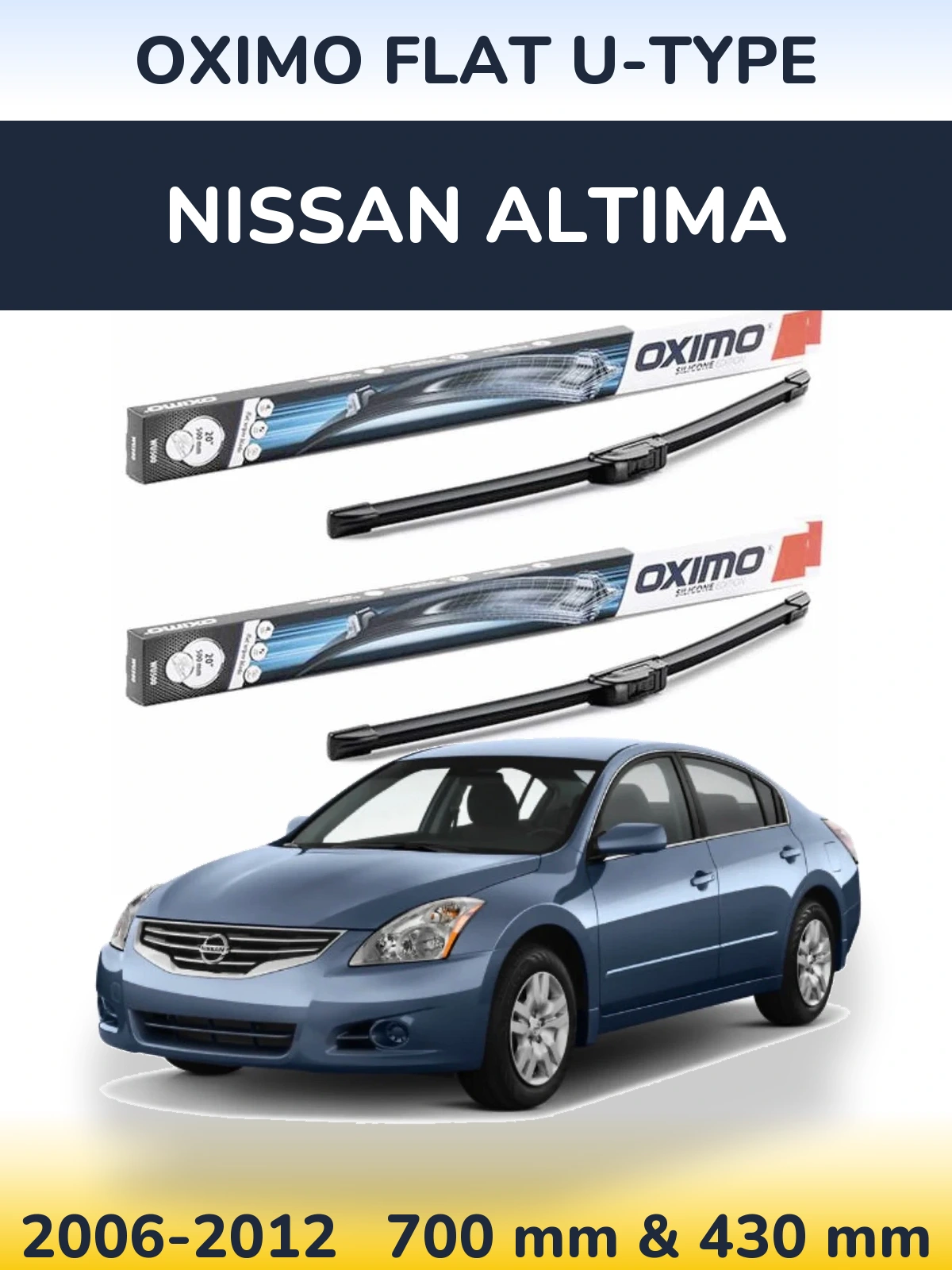 Sada předních stěračů Oximo Flat U-type 700 a 430 mm pro Nissan Altima 2006-2012