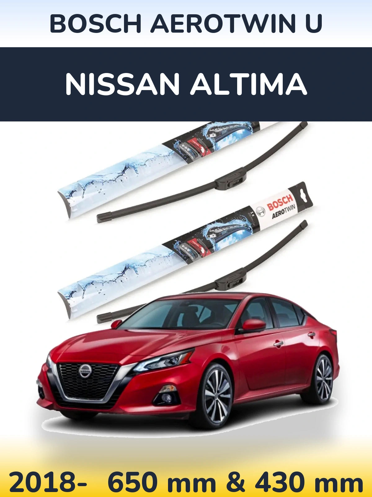 Sada předních stěračů BOSCH AeroTwin U 650 a 430 mm pro Nissan Altima 2018-2026