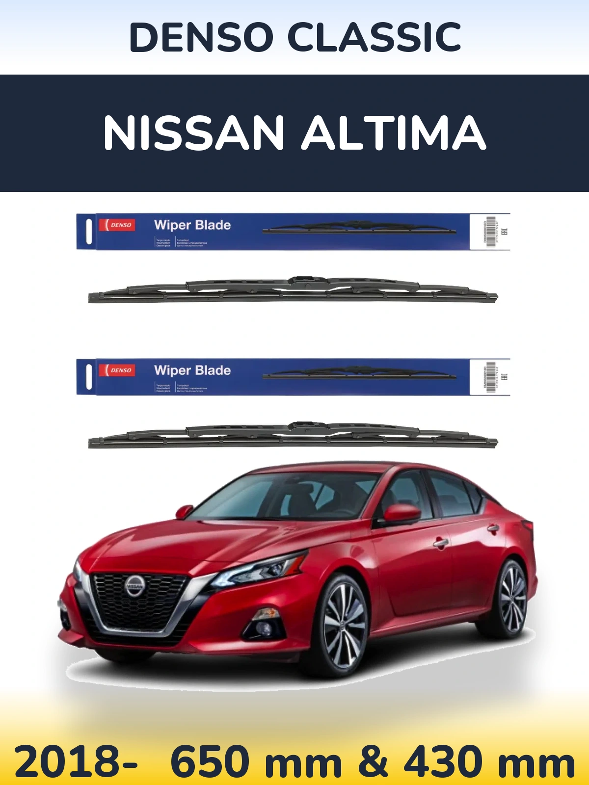 Sada předních stěračů Denso Classic 650 a 430 mm pro Nissan Altima 2018-2026