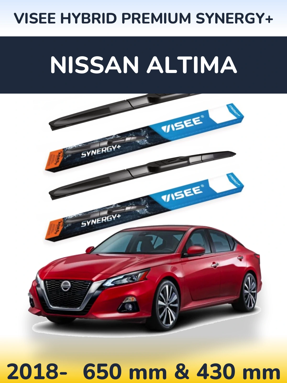 Sada předních stěračů VISEE HYBRID PREMIUM SYNERGY+ 650 a 430 mm pro Nissan Altima 2018-2026