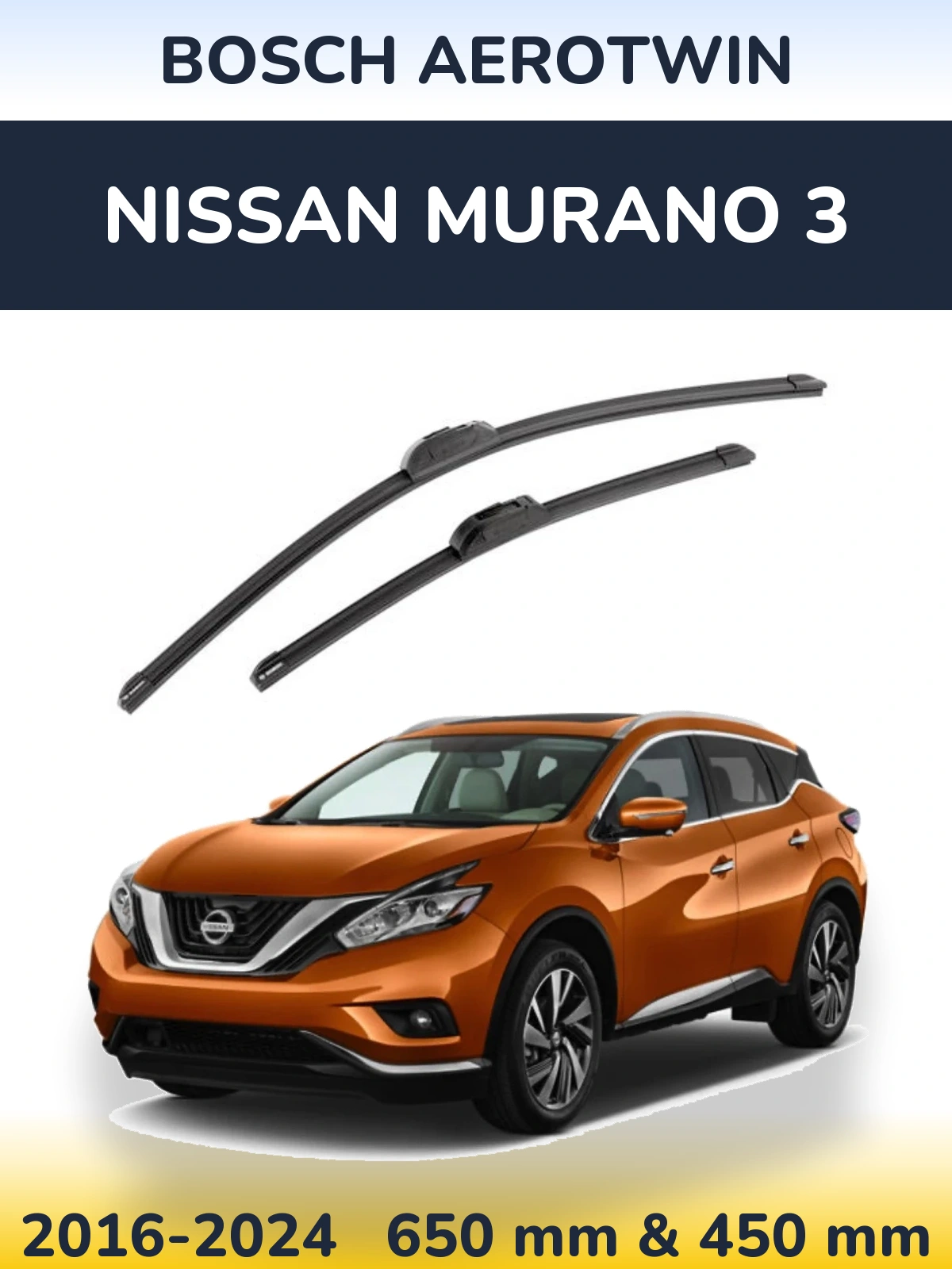 Sada předních stěračů BOSCH AeroTwin 650 a 450 mm pro Nissan Murano 3 2016-2024