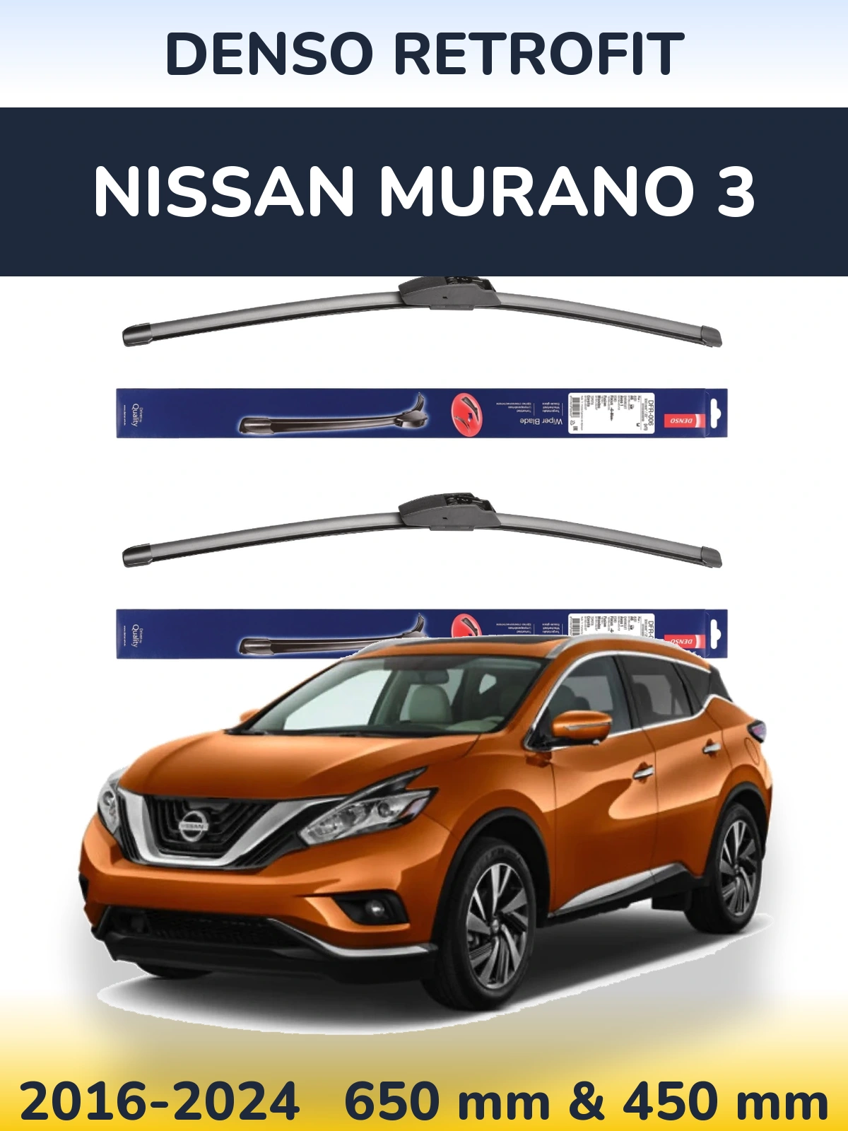 Sada předních stěračů Denso Retrofit 650 a 450 mm pro Nissan Murano 3 2016-2024