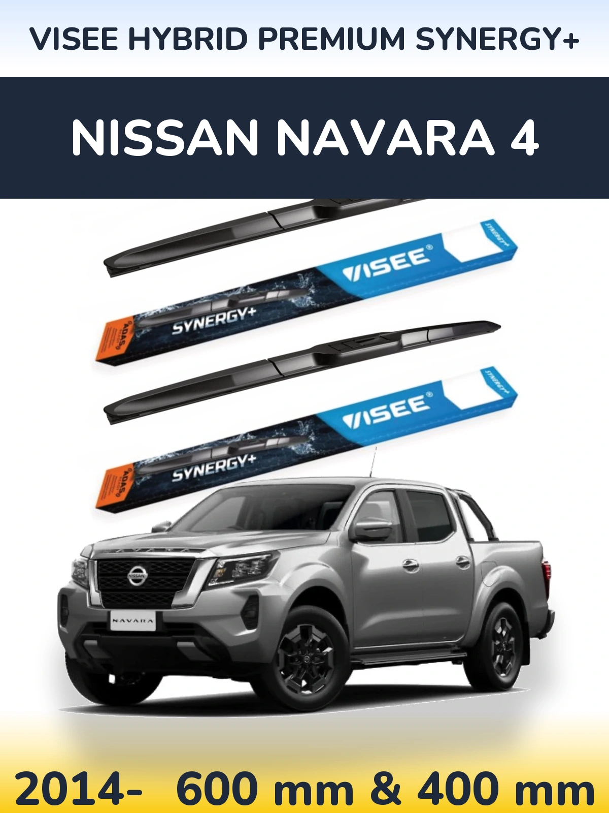 Sada předních stěračů VISEE HYBRID PREMIUM SYNERGY+ 600 a 400 mm pro Nissan Navara 4 2014-2026