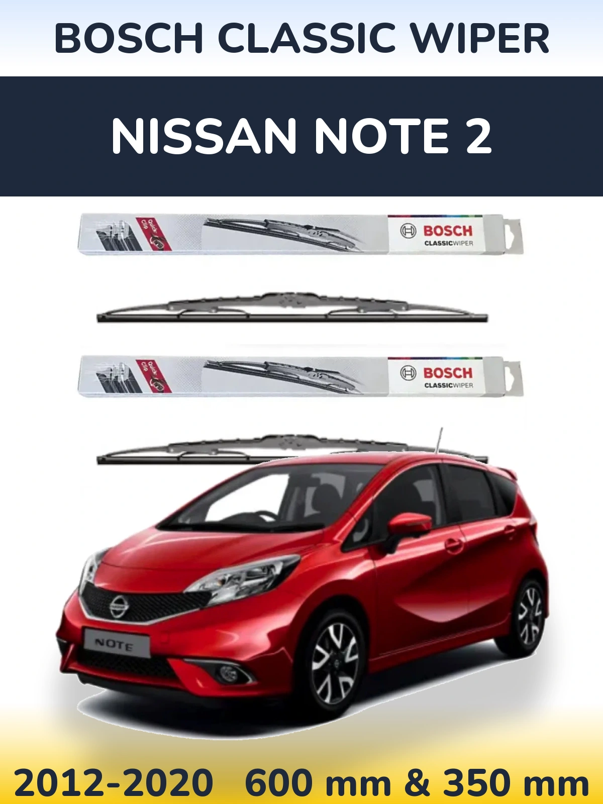Sada předních stěračů BOSCH Classic Wiper 600 a 340 mm pro Nissan Note 2 2012-2020