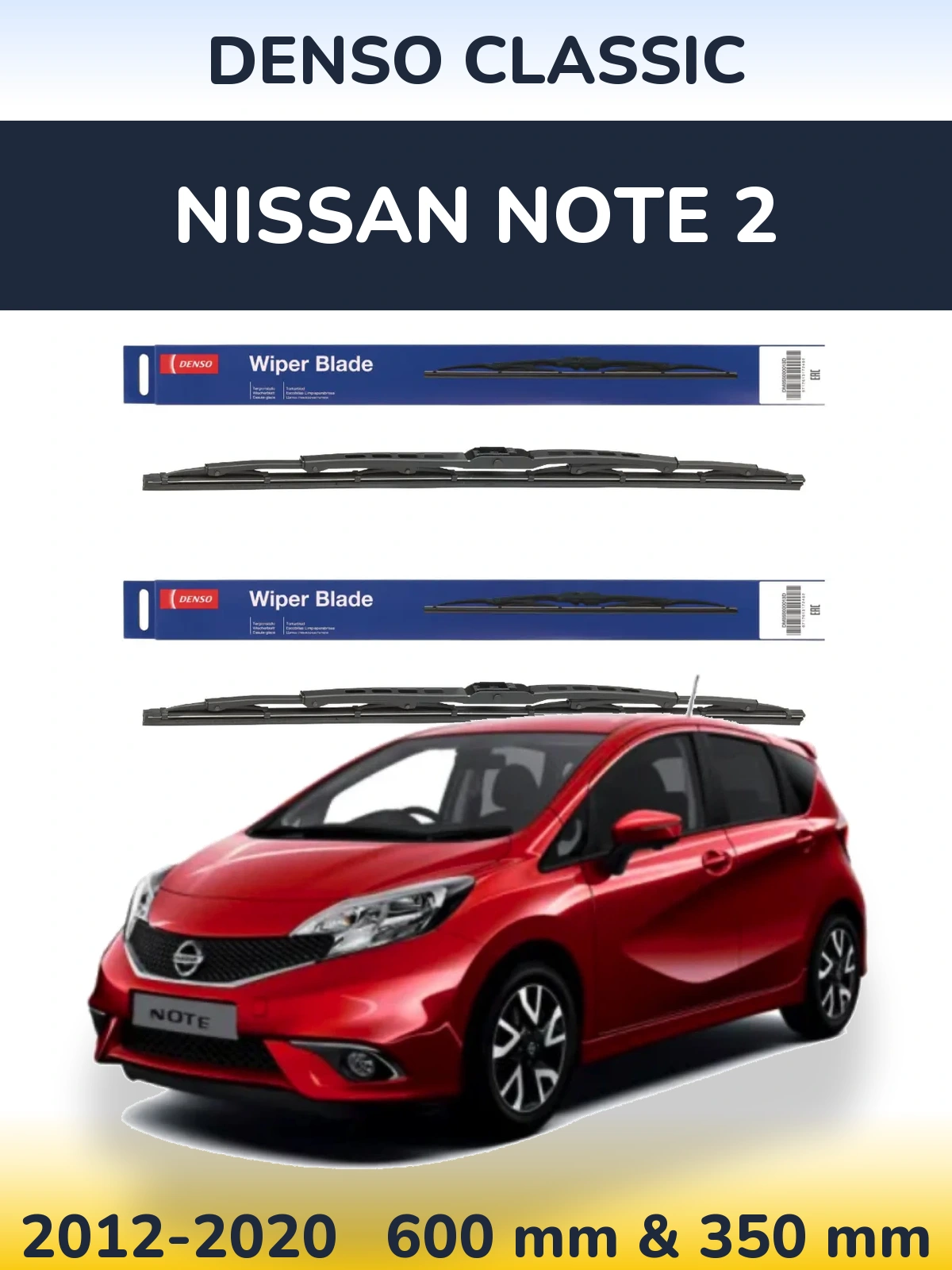 Sada předních stěračů Denso Classic 600 a 350 mm pro Nissan Note 2 2012-2020