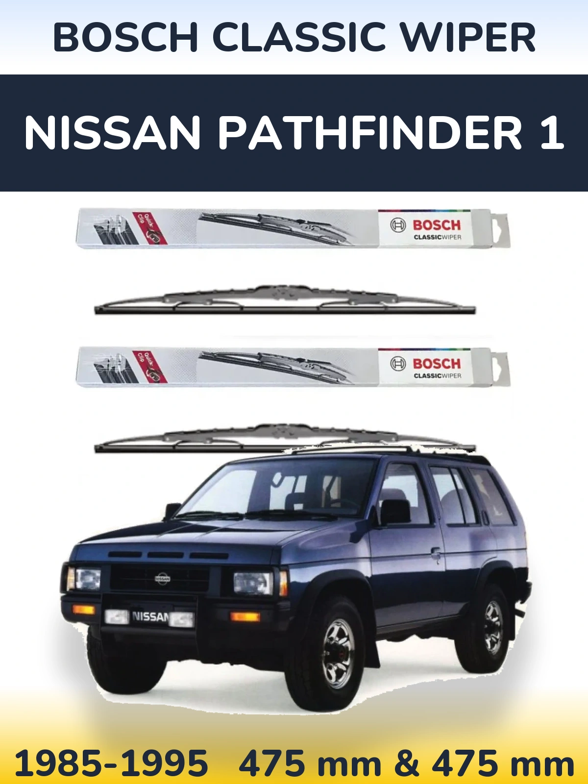 Sada předních stěračů BOSCH Classic Wiper 475 a 475 mm pro Nissan Pathfinder 1 1985-1995