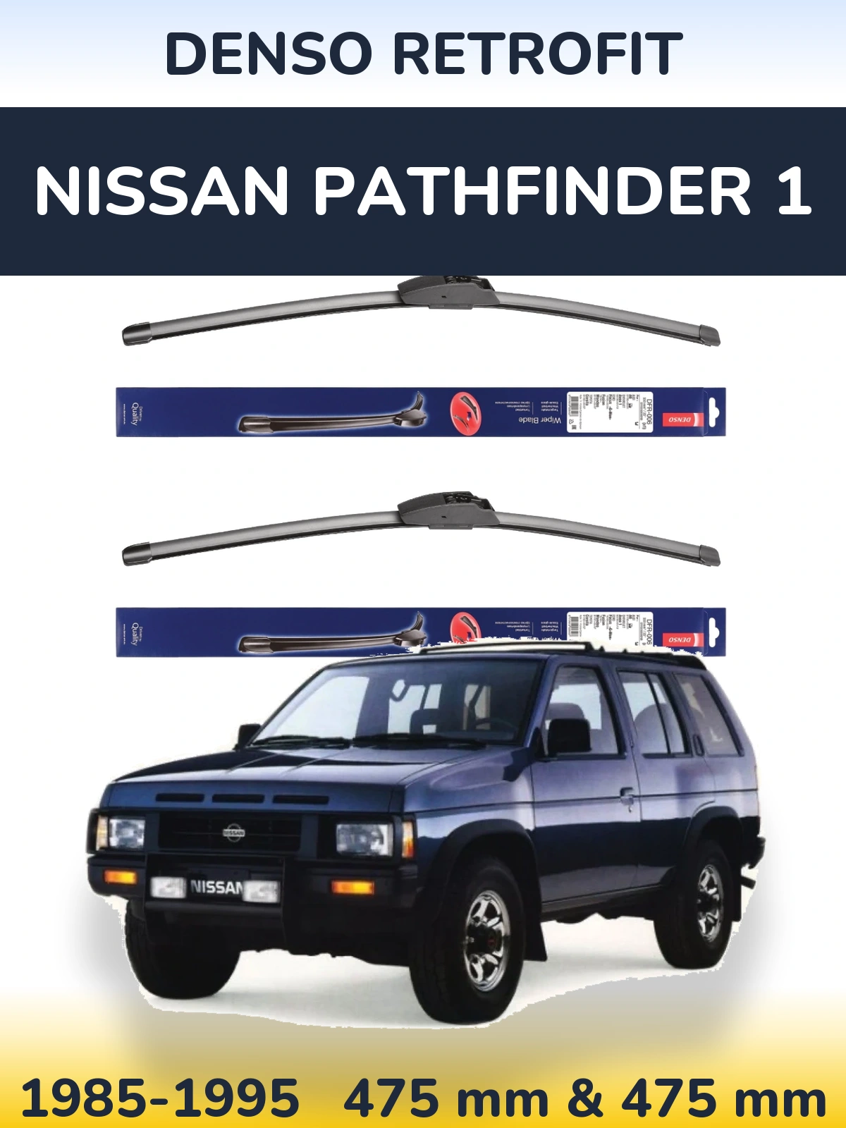 Sada předních stěračů Denso Retrofit 475 a 475 mm pro Nissan Pathfinder 1 1985-1995