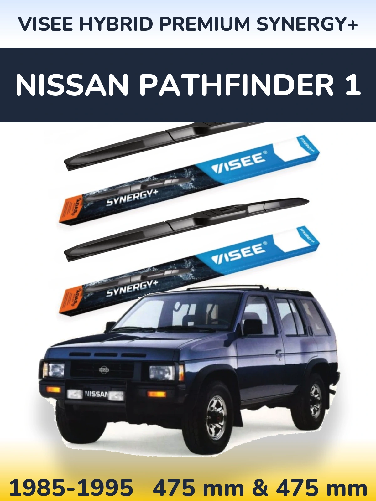 Sada předních stěračů VISEE HYBRID PREMIUM SYNERGY+ 475 a 475 mm pro Nissan Pathfinder 1 1985-1995