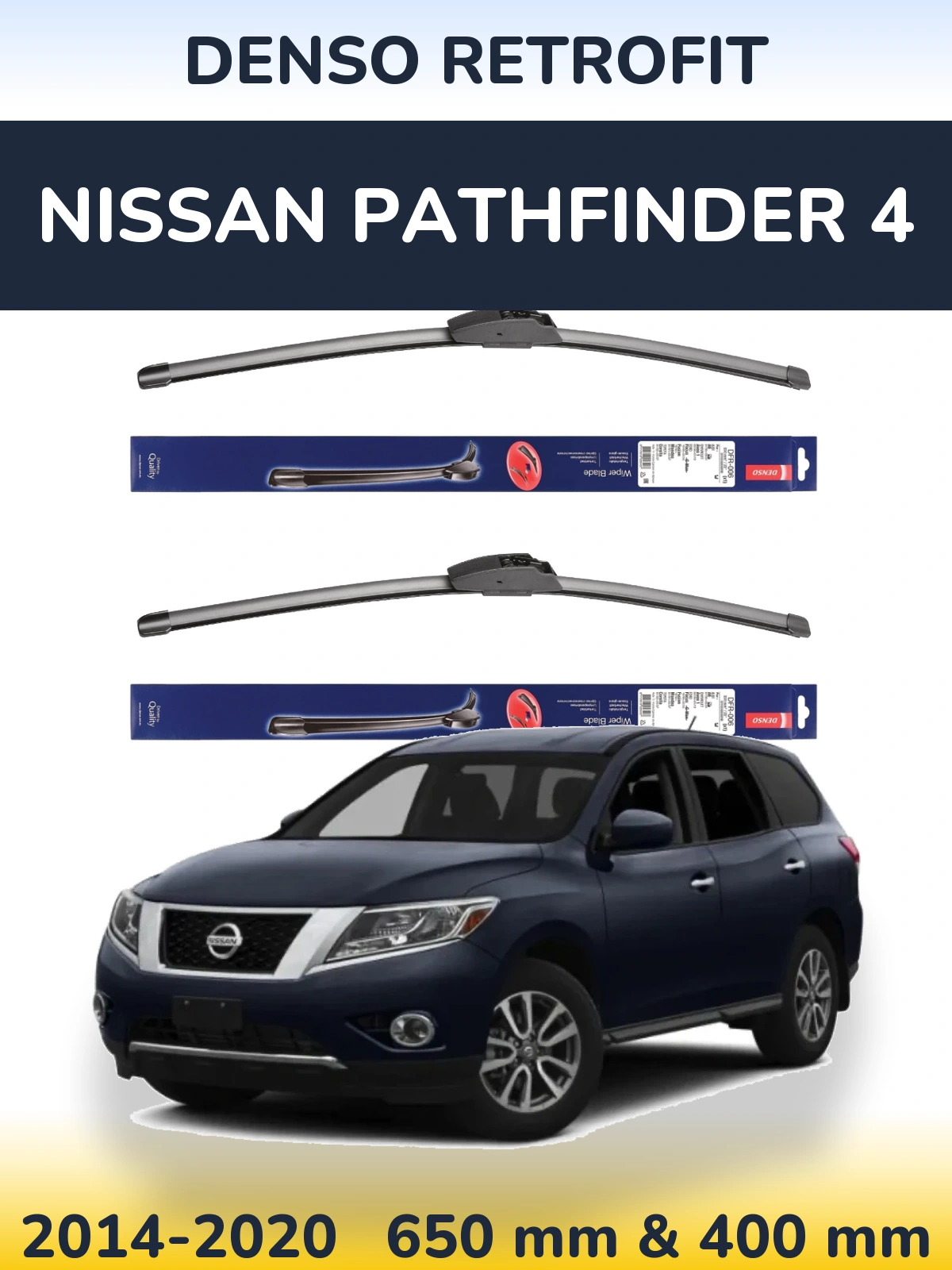 Sada předních stěračů Denso Retrofit 650 a 400 mm pro Nissan Pathfinder 4 2014-2020