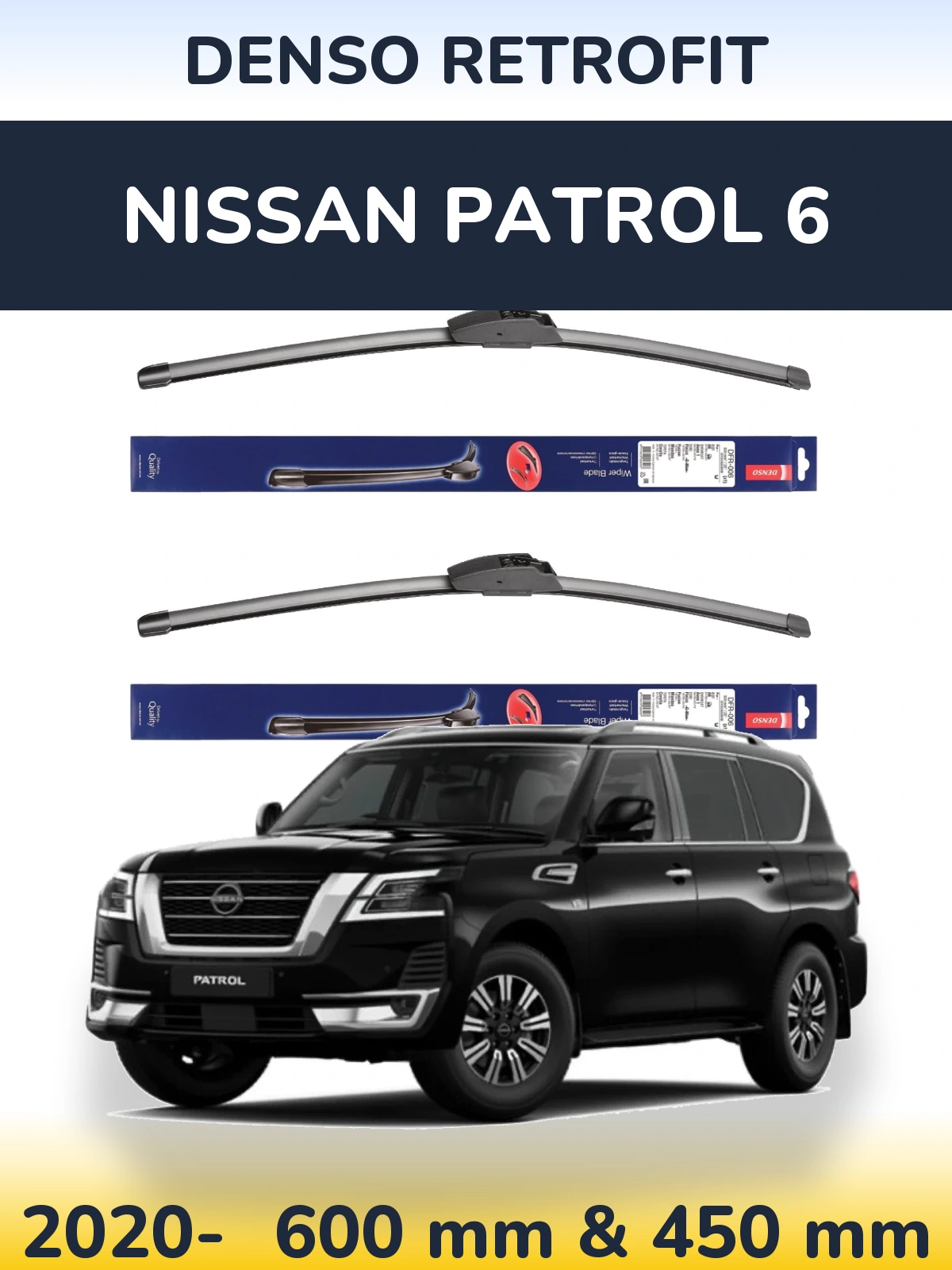Sada předních stěračů Denso Retrofit 600 a 450 mm pro Nissan Patrol 6 2020-2026
