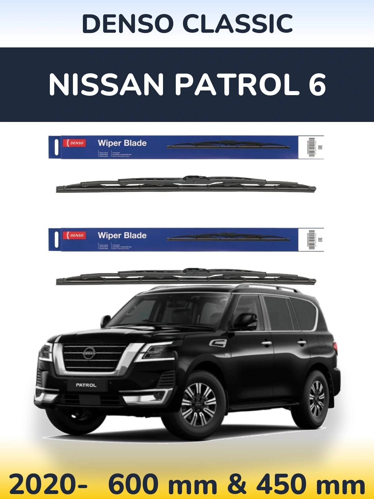 Sada předních stěračů Denso Classic 600 a 450 mm pro Nissan Patrol 6 2020-2026