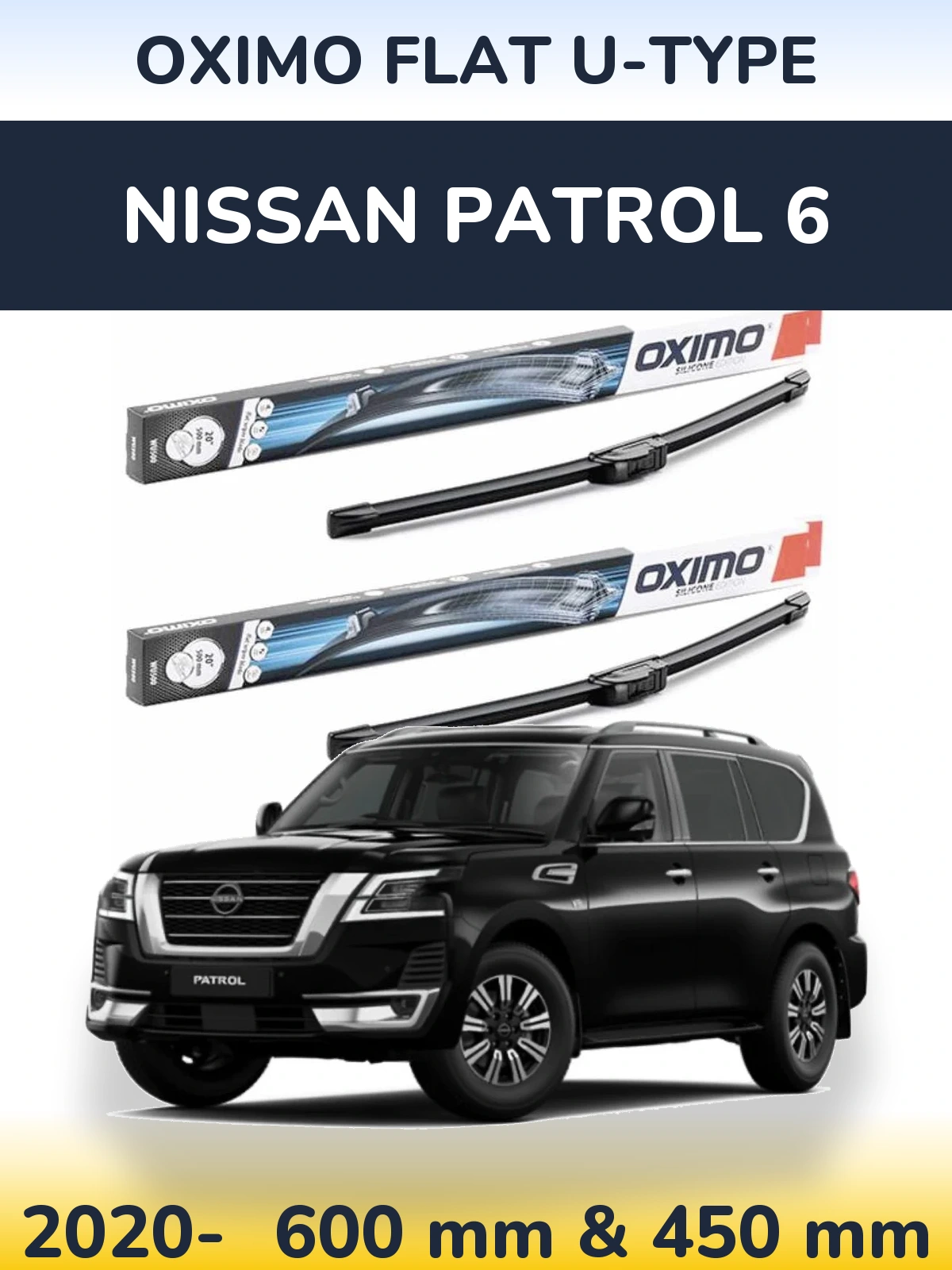Sada předních stěračů Oximo Flat U-type 600 a 450 mm pro Nissan Patrol 6 2020-2026