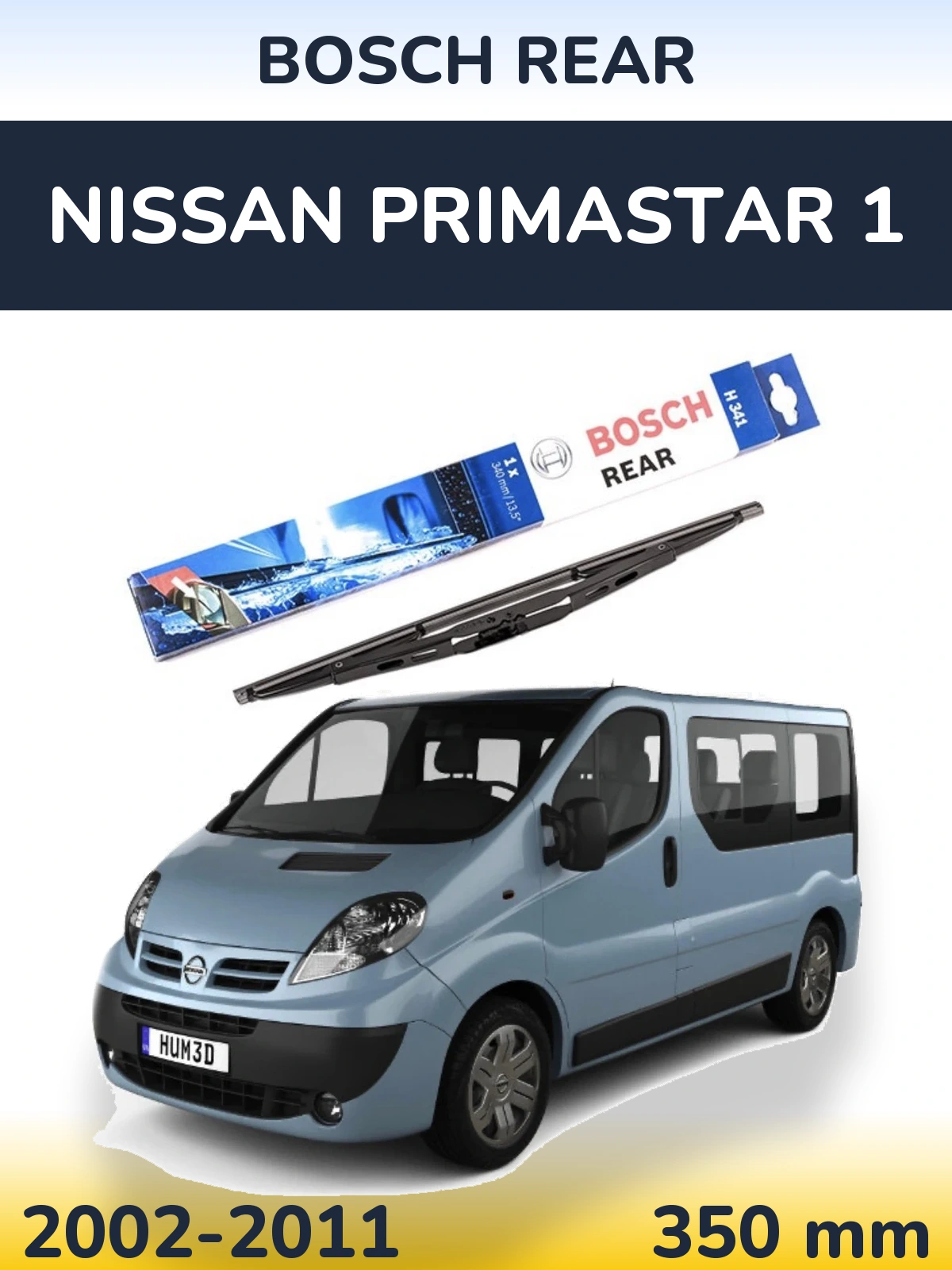 Zadní stěrač BOSCH Rear 340 mm pro Nissan Primastar 1 2002-2011