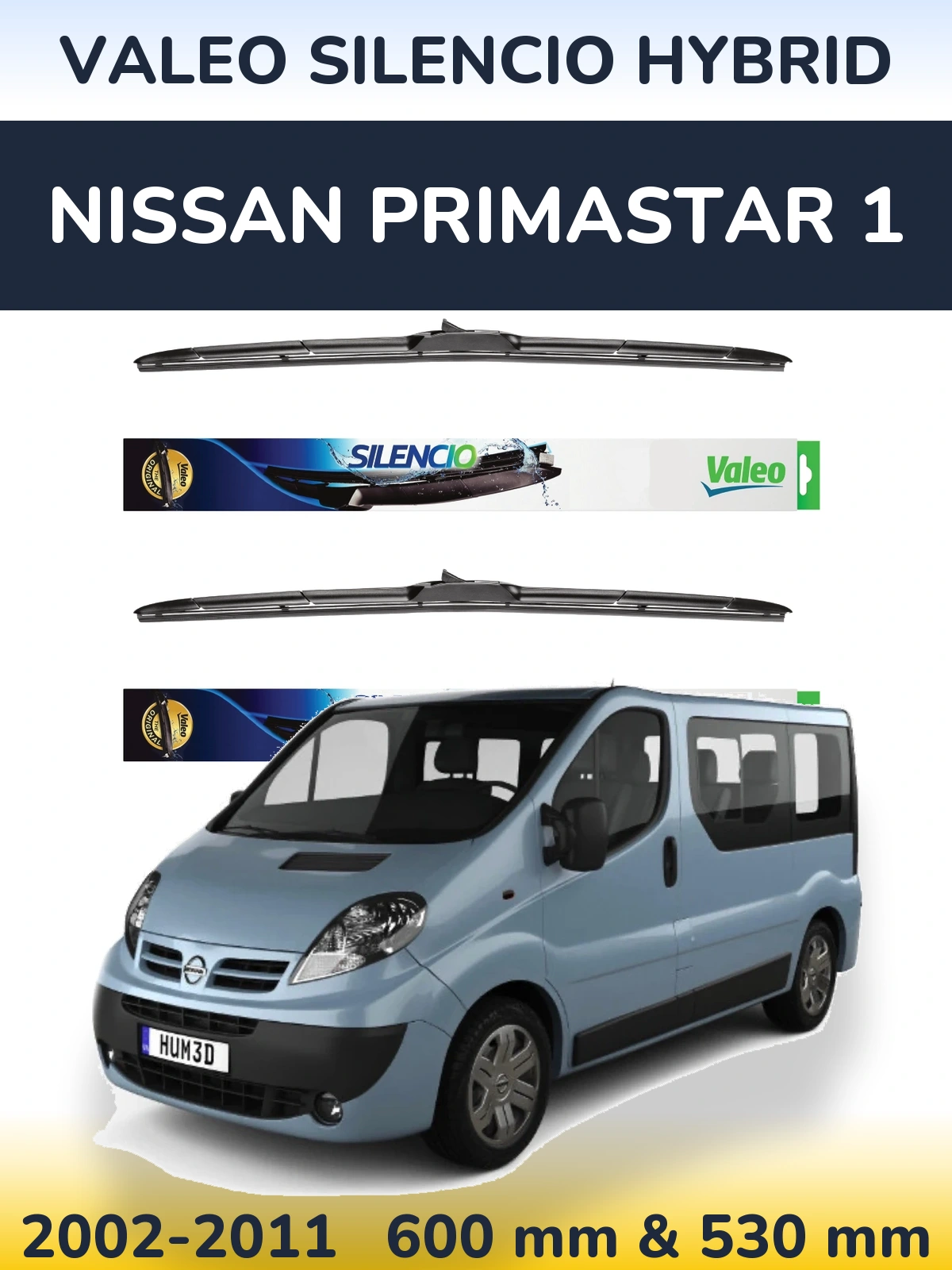 Комплект передніх щіток Valeo Silencio Hybrid 600 & 530 мм для Nissan Primastar 1 2002-2011