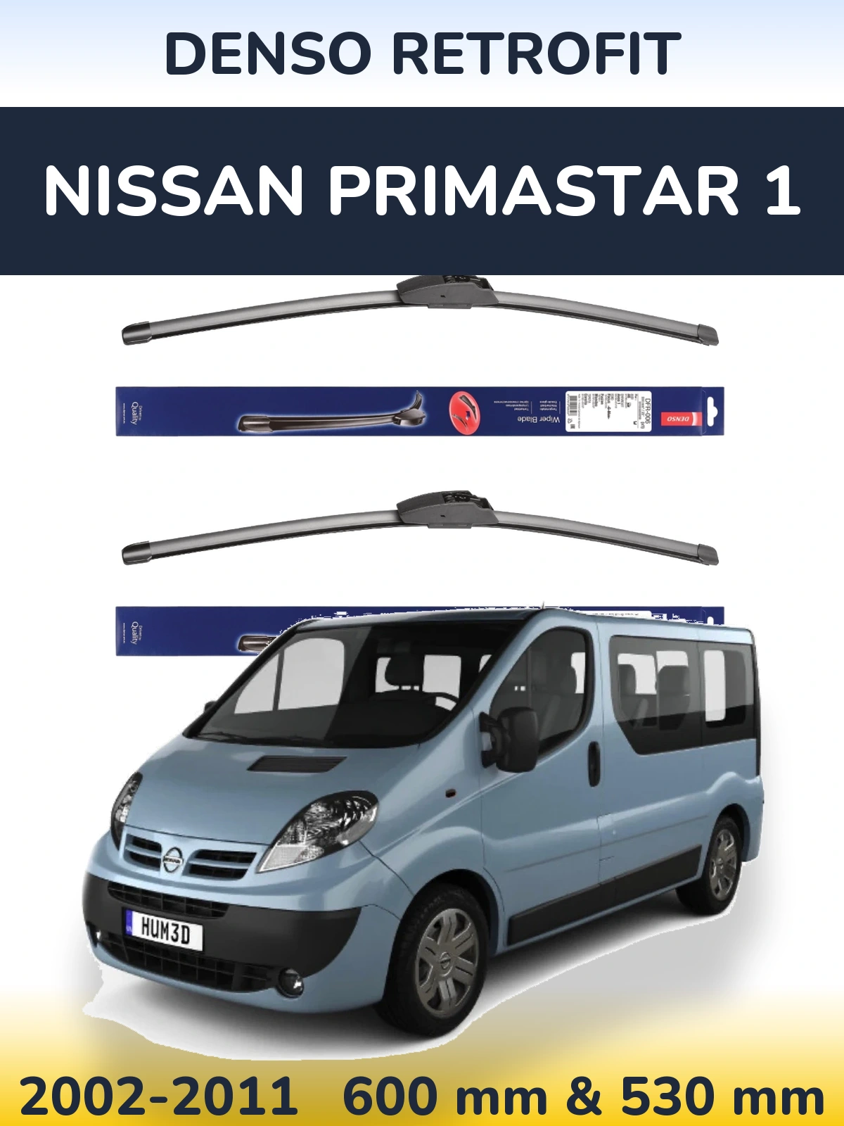 Sada předních stěračů Denso Retrofit 600 a 530 mm pro Nissan Primastar 1 2002-2011