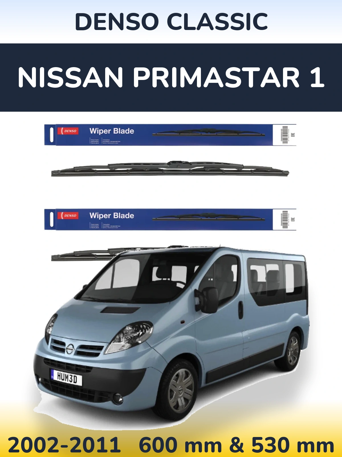 Sada předních stěračů Denso Classic 600 a 530 mm pro Nissan Primastar 1 2002-2011