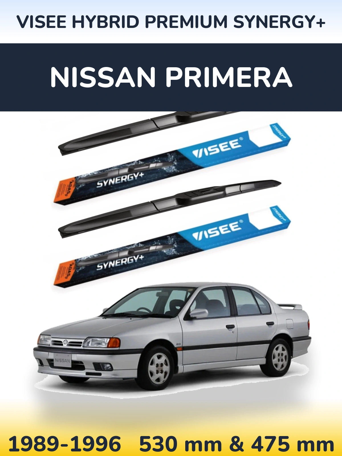 Sada předních stěračů VISEE HYBRID PREMIUM SYNERGY+ 530 a 475 mm pro Nissan Primera 1989-1996