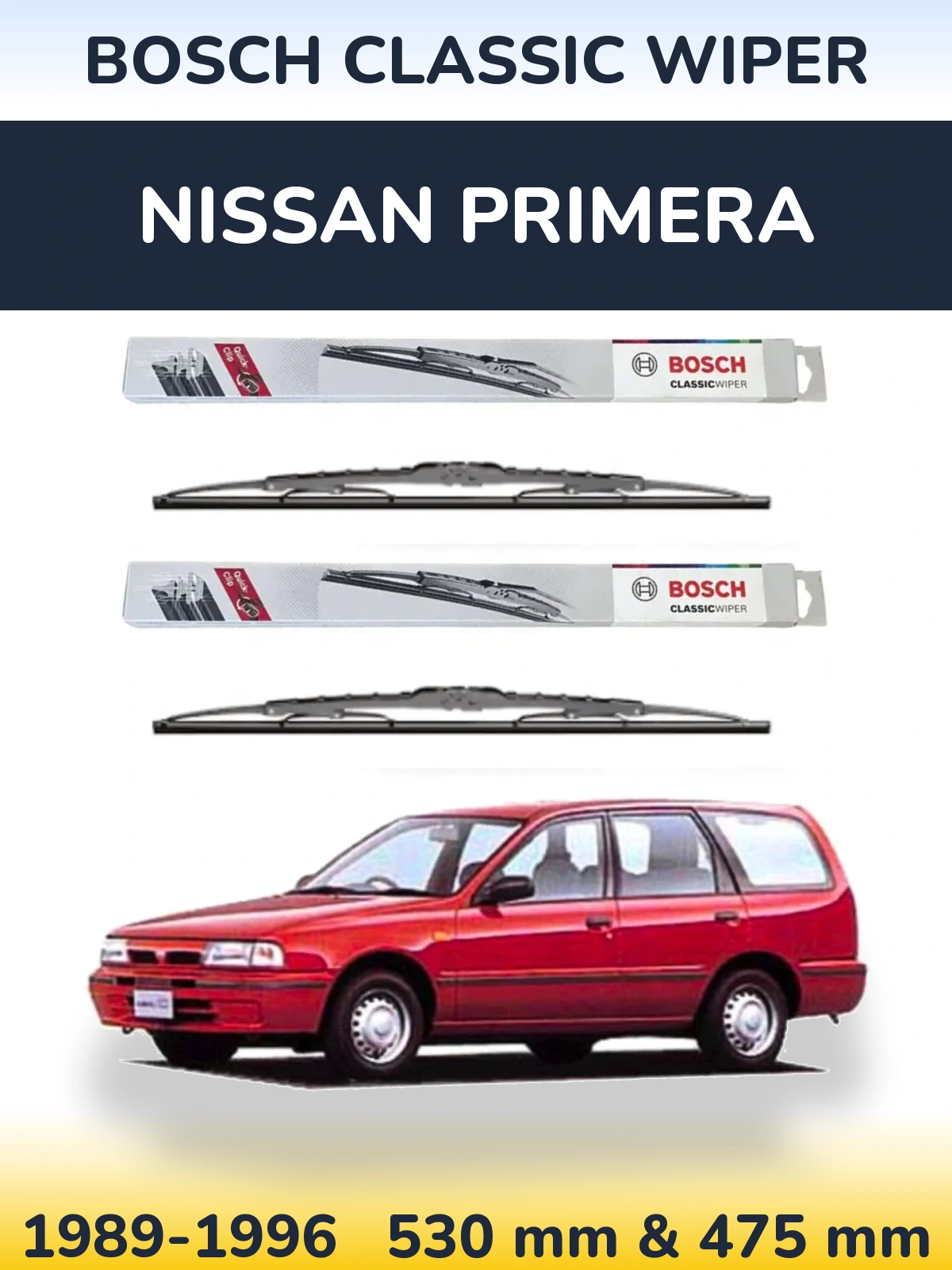 Sada předních stěračů BOSCH Classic Wiper 530 a 475 mm pro Nissan Primera 1989-1996