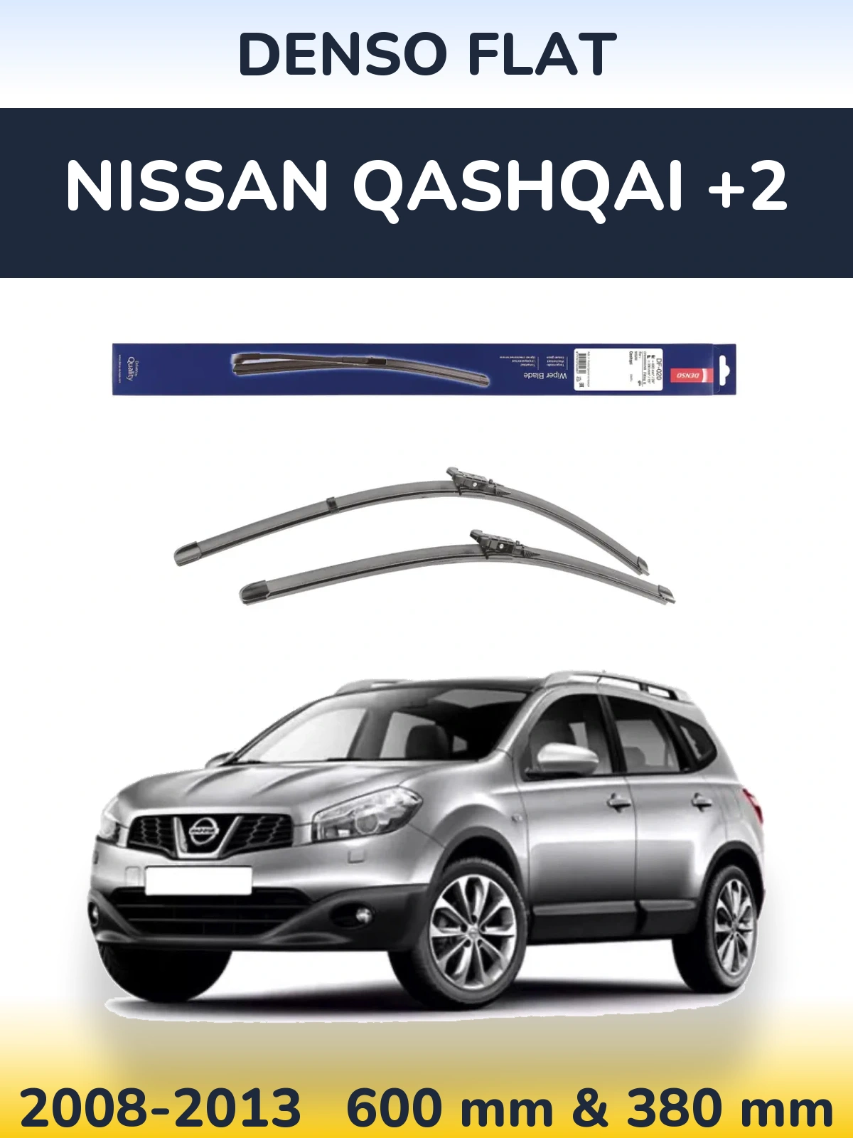 Sada předních stěračů Denso Flat 600 a 380 mm pro Nissan Qashqai +2 2008-2013