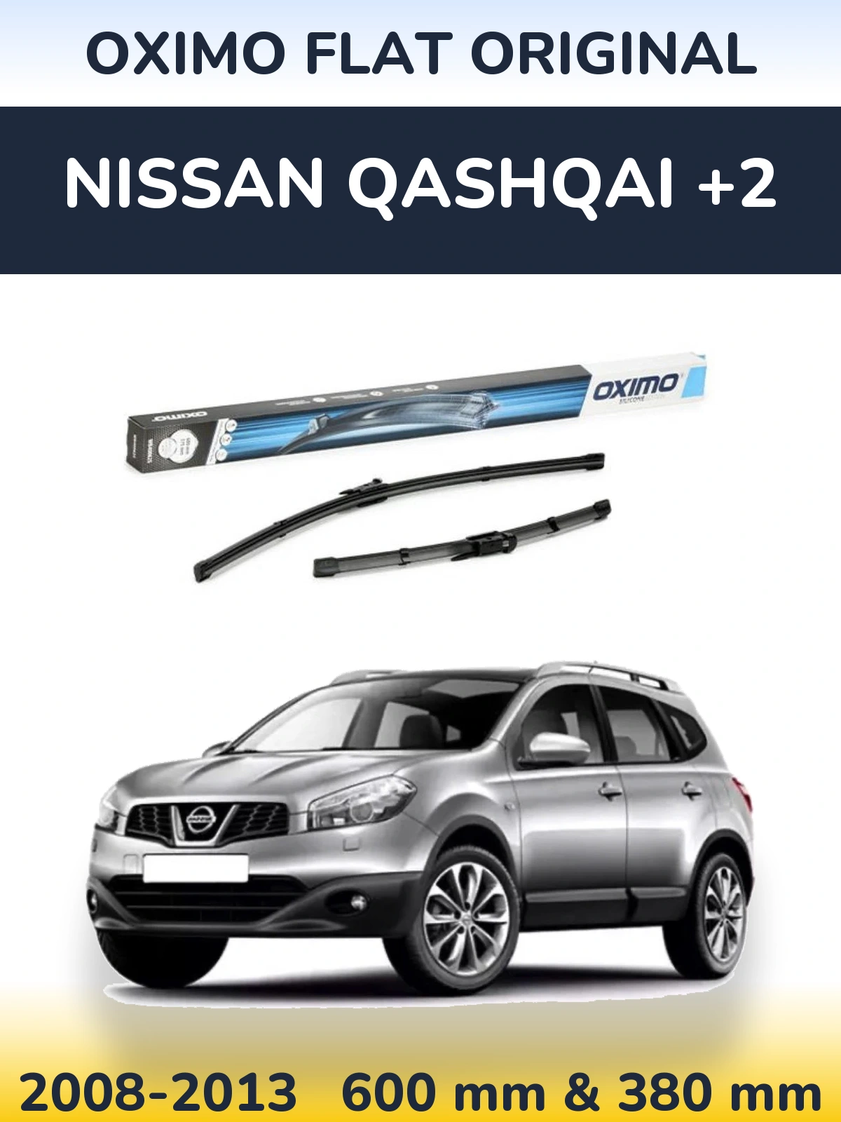 Sada předních stěračů Oximo Flat Original 600 a 375 mm pro Nissan Qashqai +2 2008-2013