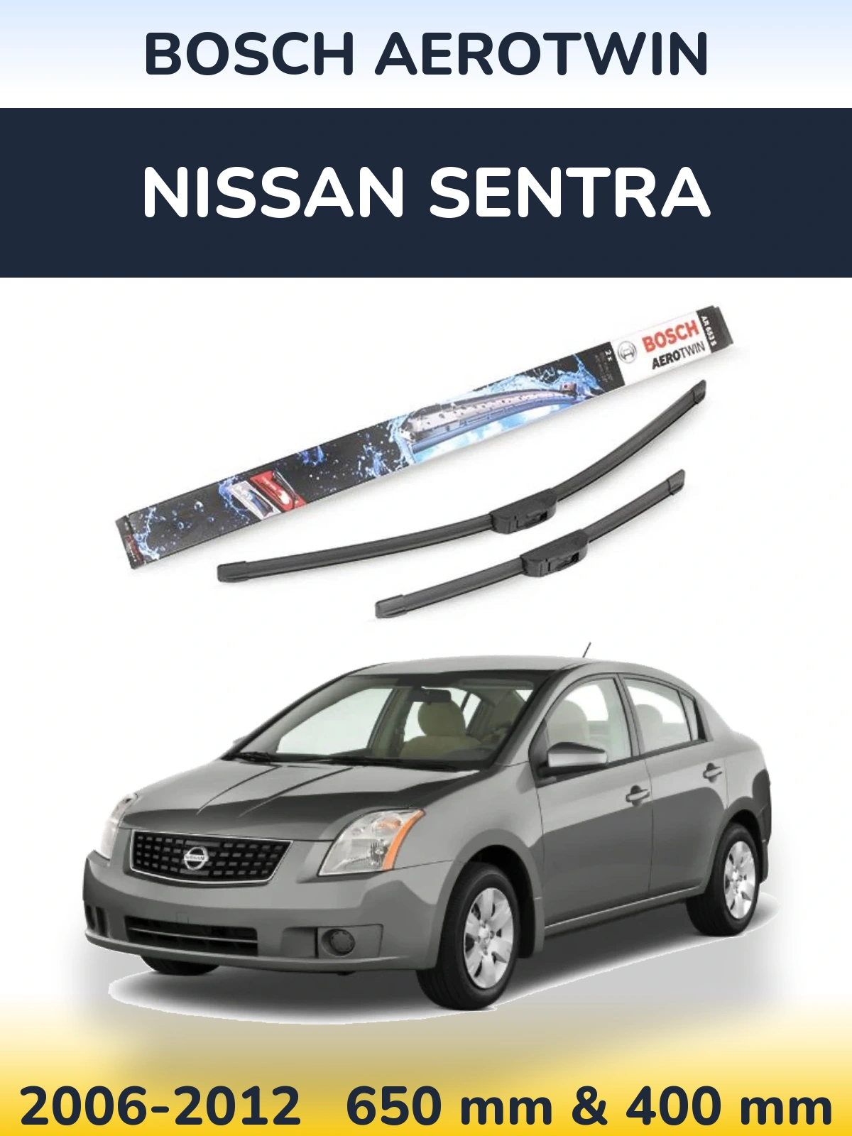 Sada předních stěračů BOSCH AeroTwin 650 a 400 mm pro Nissan Sentra 2006-2012