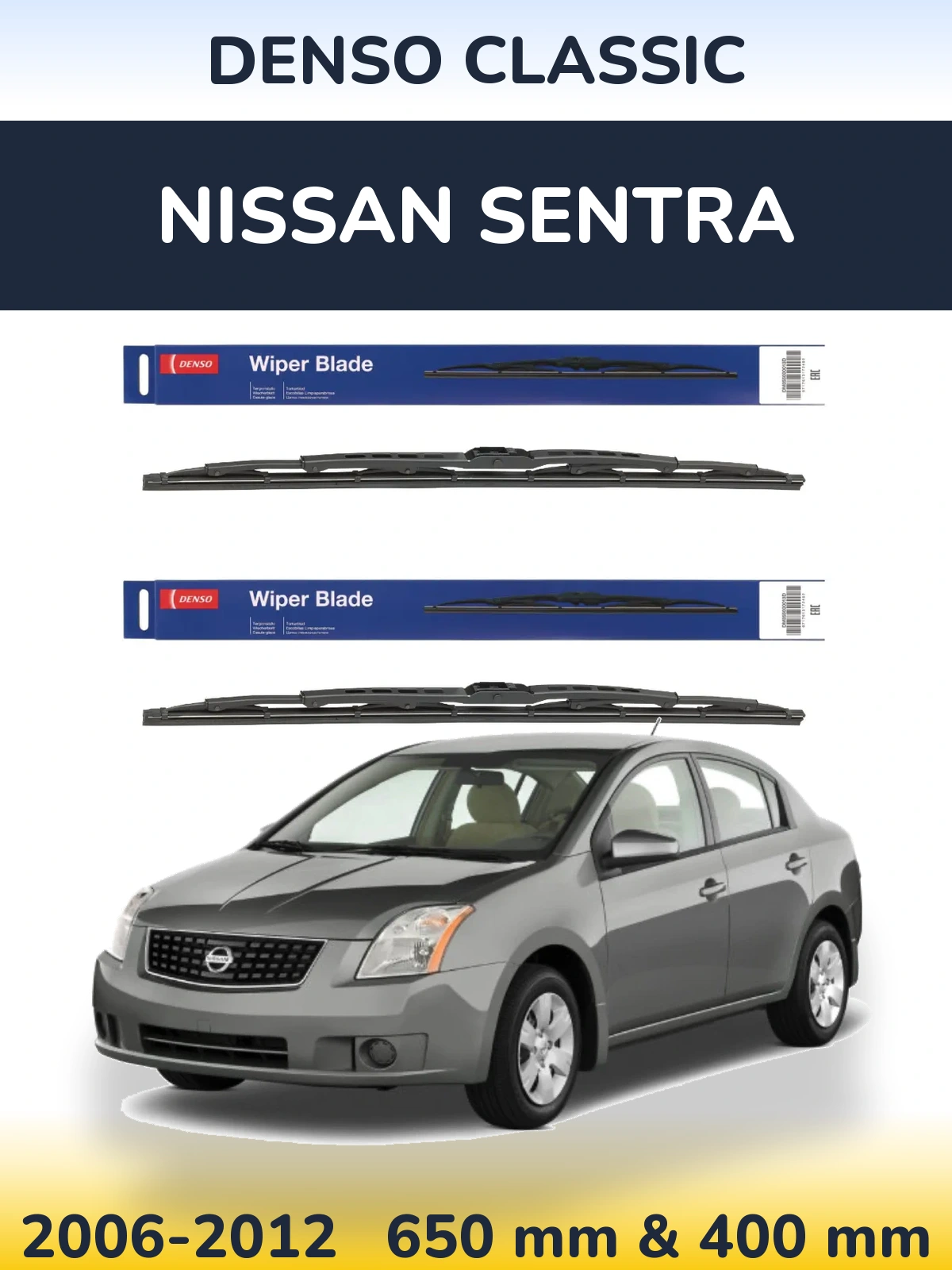 Sada předních stěračů Denso Classic 650 a 400 mm pro Nissan Sentra 2006-2012