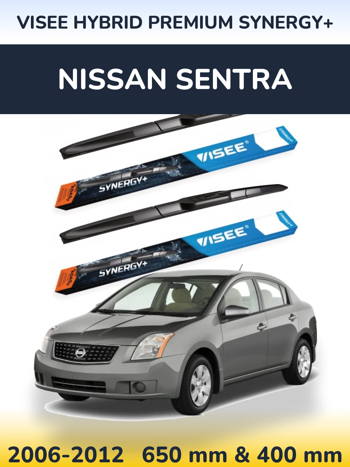 Sada předních stěračů VISEE HYBRID PREMIUM SYNERGY+ 650 a 400 mm pro Nissan Sentra 2006-2012