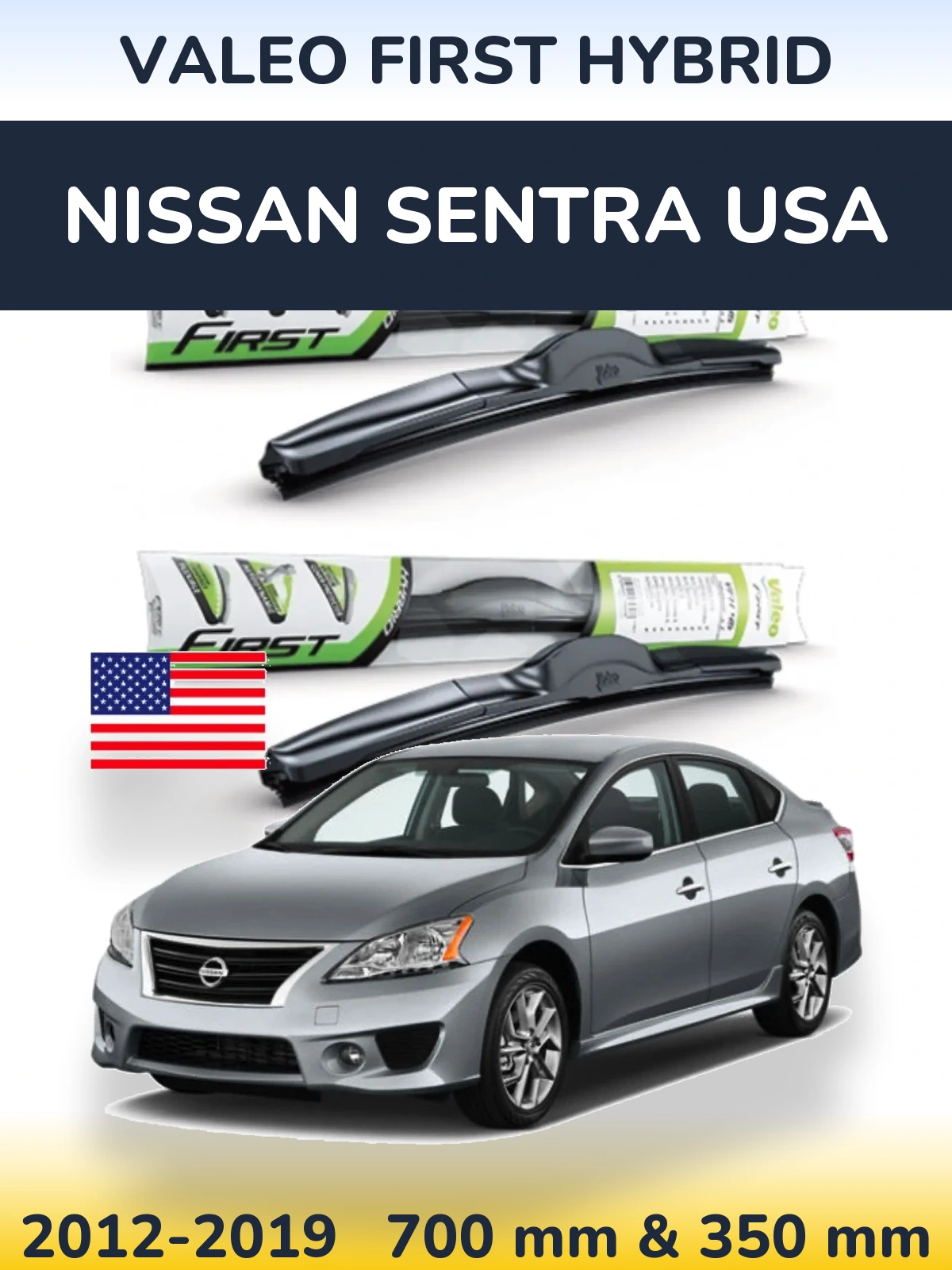 Комплект передніх щіток Valeo First Hybrid 700 & 350 мм для Nissan Sentra USA 2012-2019