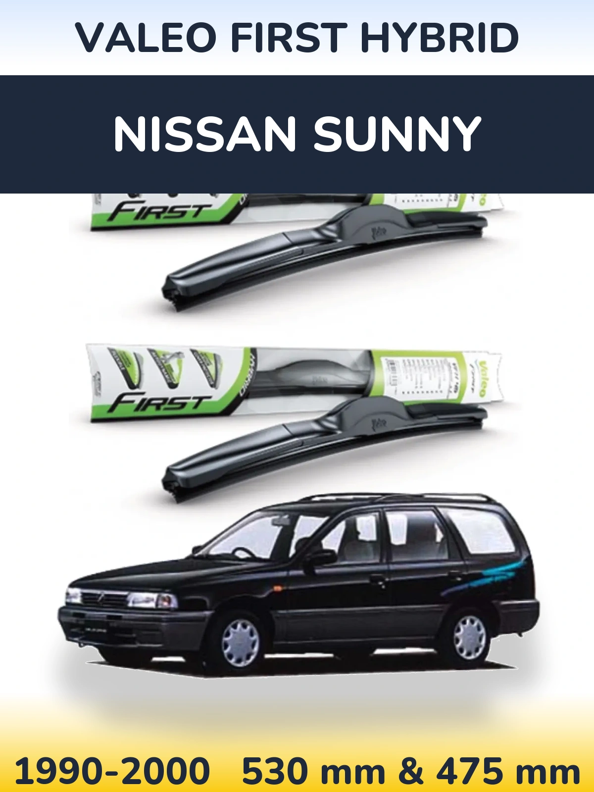 Комплект передніх щіток Valeo First Hybrid 530 & 475 мм для Nissan Sunny 1990-2000