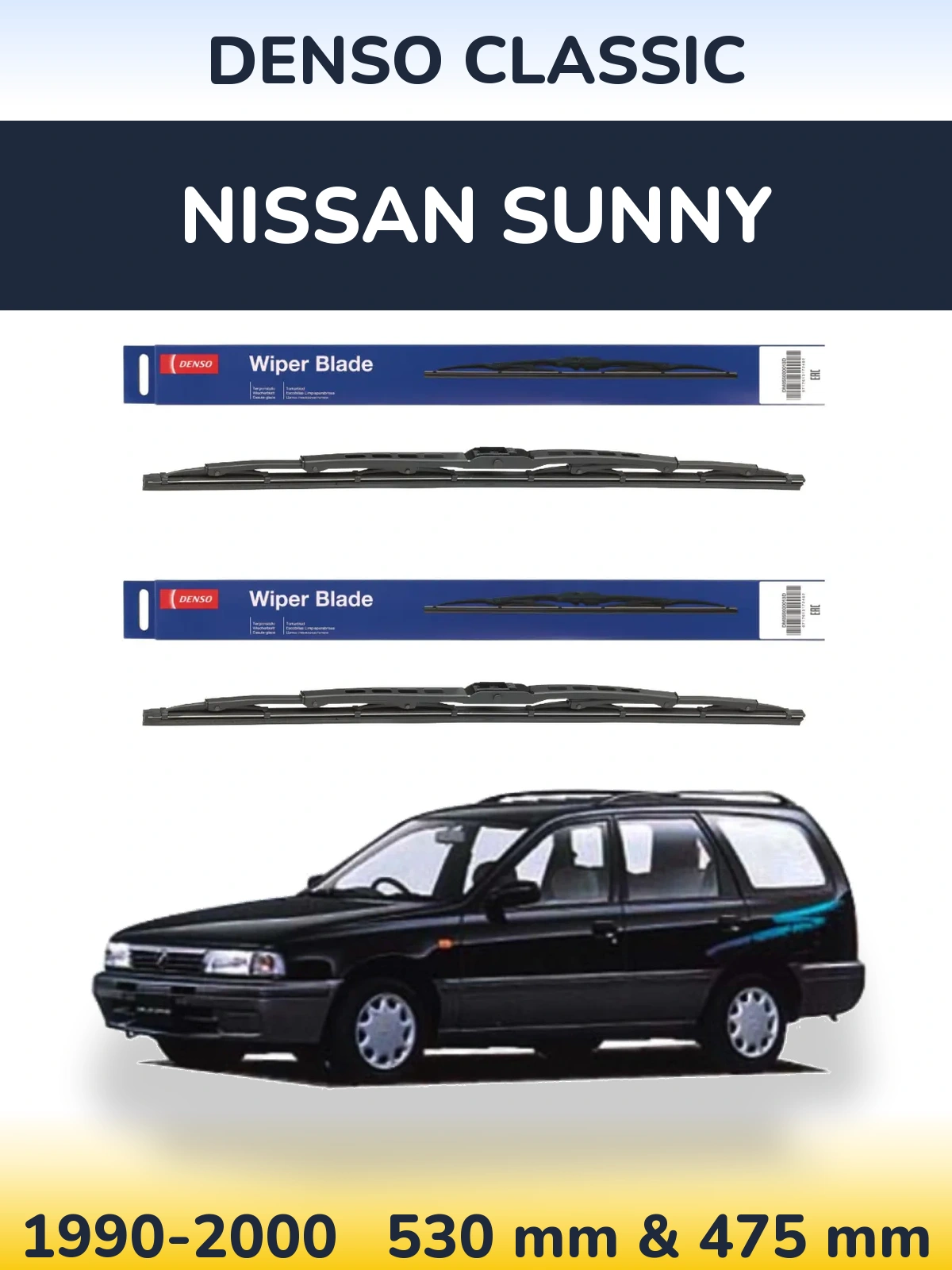 Sada předních stěračů Denso Classic 530 a 475 mm pro Nissan Sunny 1990-2000