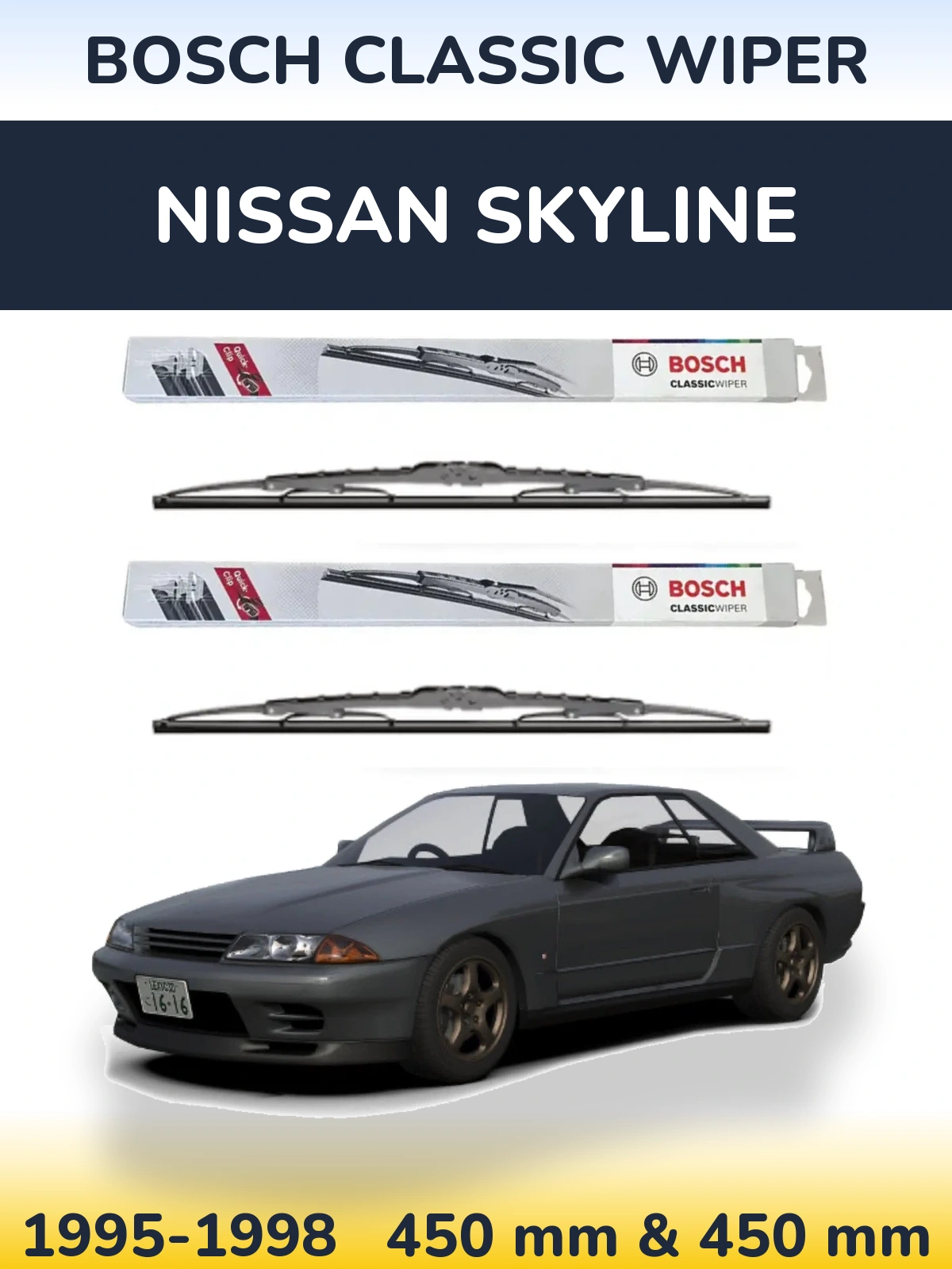 Sada předních stěračů BOSCH Classic Wiper 450 a 450 mm pro Nissan Skyline 1995-1998