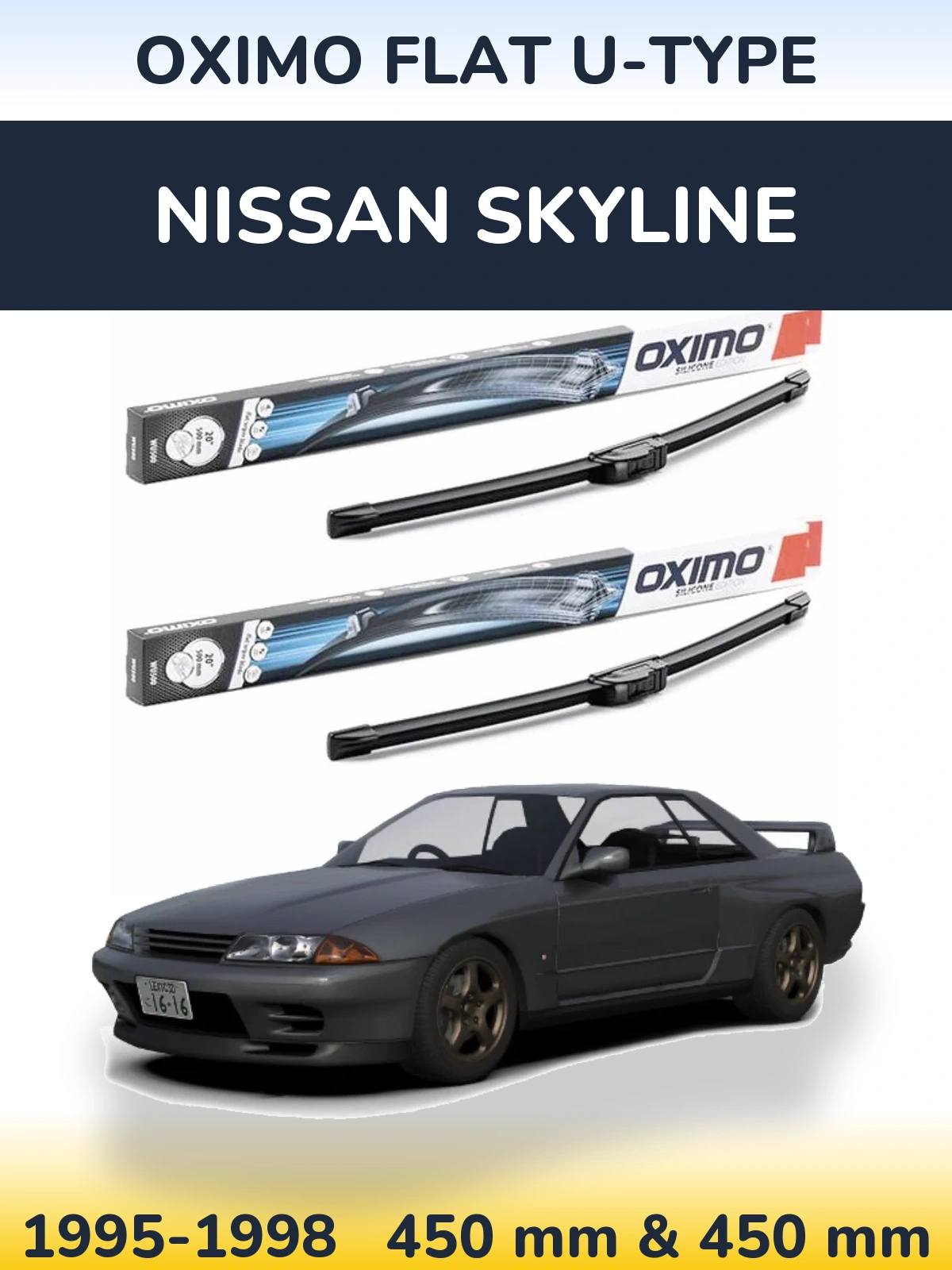 Sada předních stěračů Oximo Flat U-type 450 a 450 mm pro Nissan Skyline 1995-1998