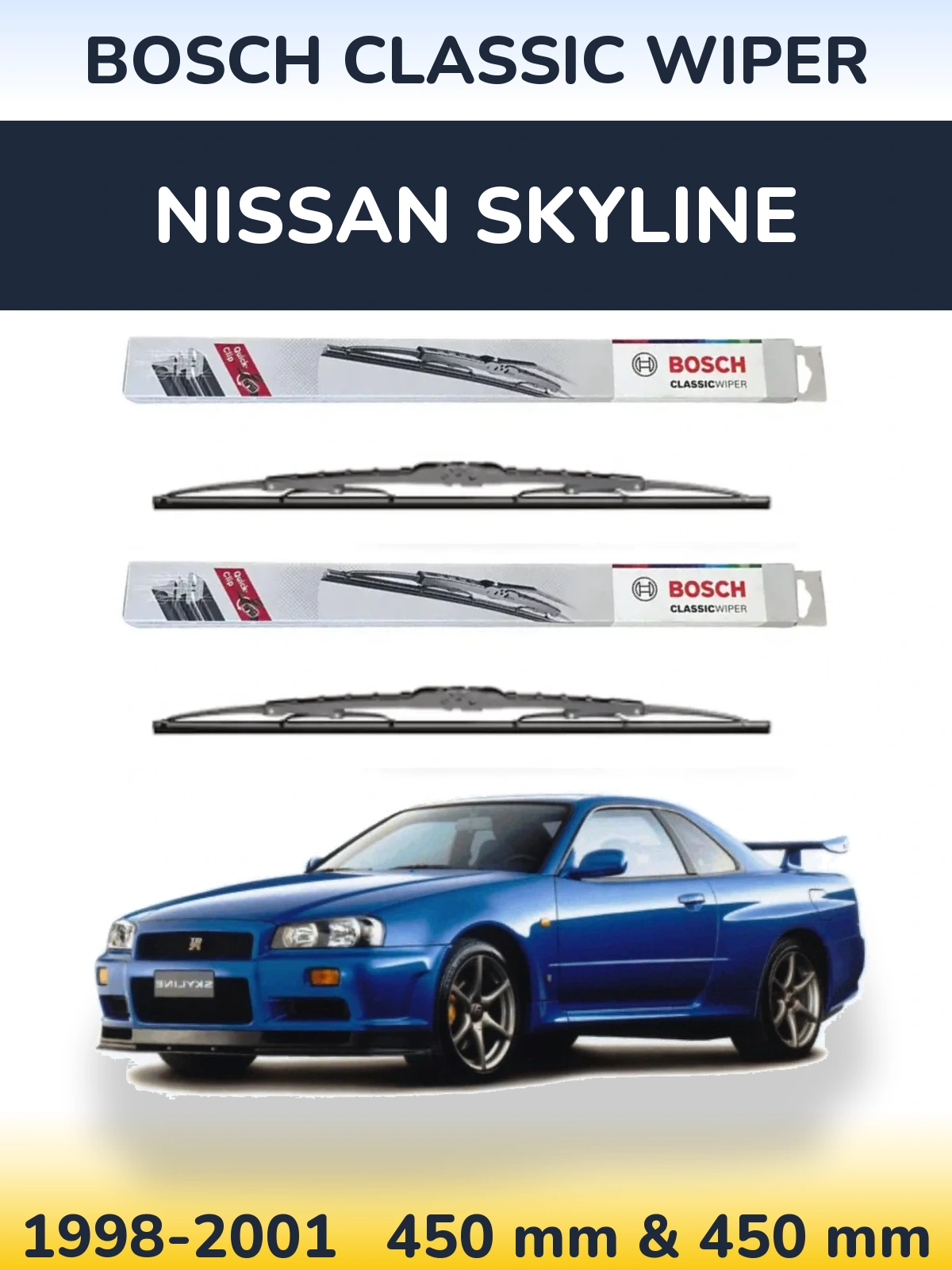 Sada předních stěračů BOSCH Classic Wiper 450 a 450 mm pro Nissan Skyline 1998-2001
