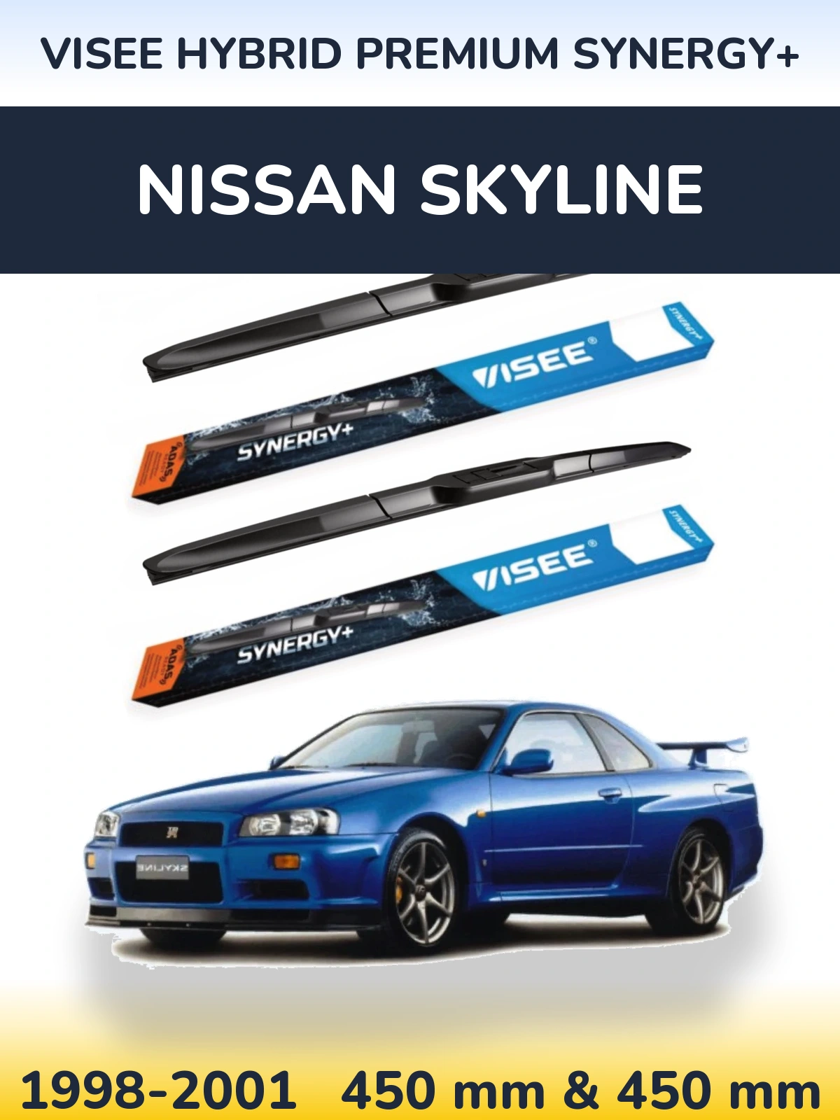 Sada předních stěračů VISEE HYBRID PREMIUM SYNERGY+ 450 a 450 mm pro Nissan Skyline 1998-2001
