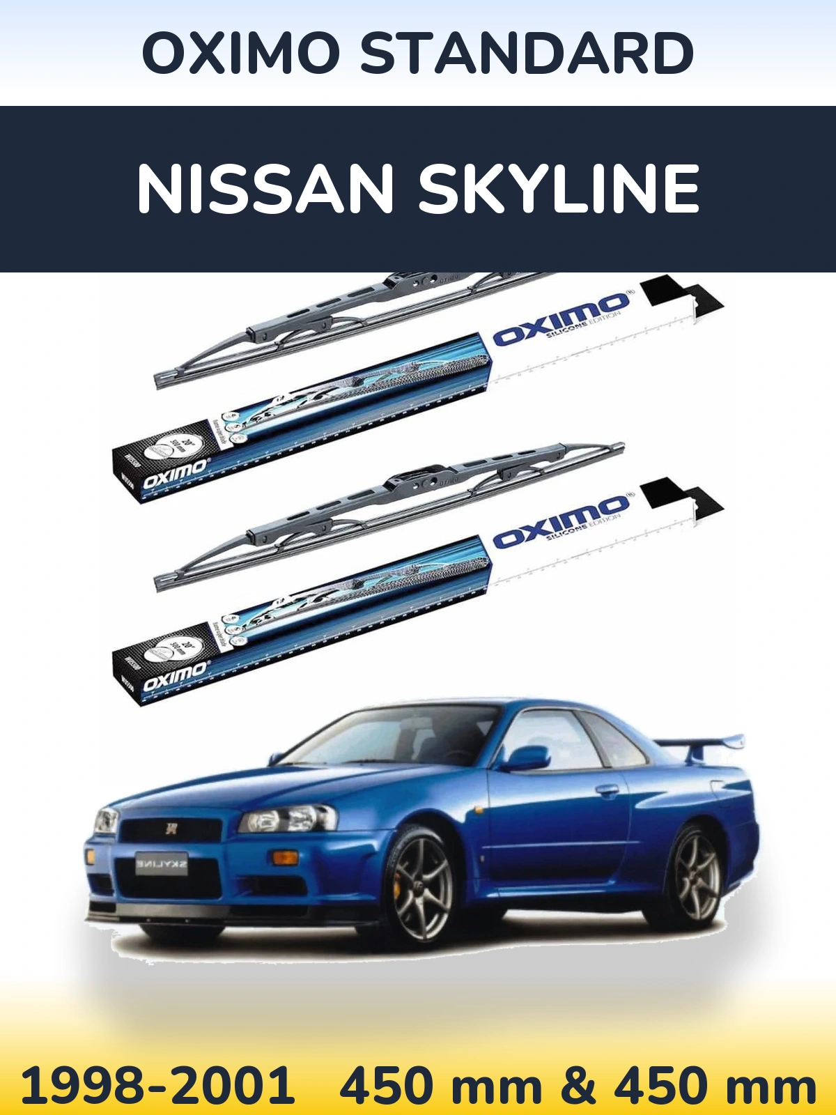 Sada předních stěračů Oximo Standard 450 a 450 mm pro Nissan Skyline 1998-2001