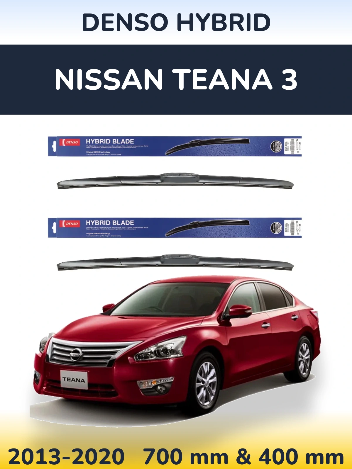 Sada předních stěračů Denso Hybrid 700 a 400 mm pro Nissan Teana 3 2013-2020