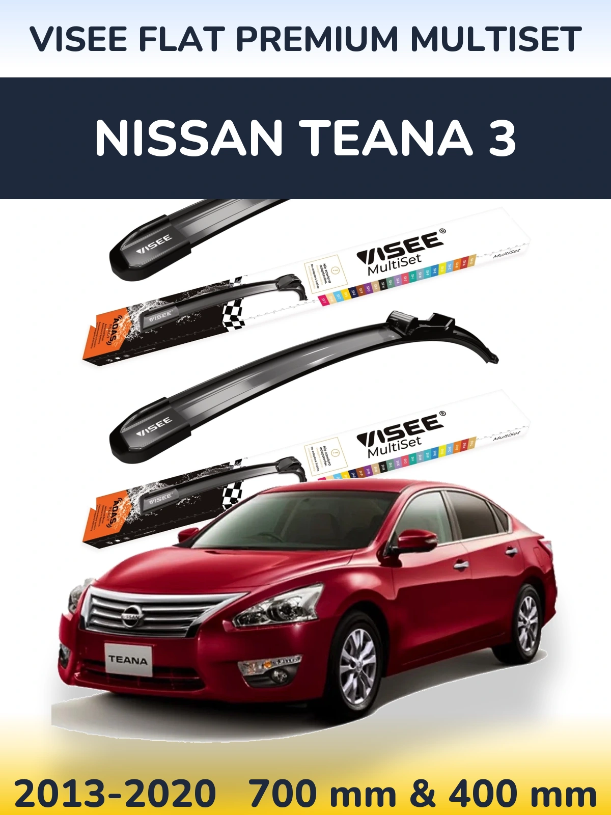 Sada předních stěračů VISEE FLAT PREMIUM MultiSet 700 a 400 mm pro Nissan Teana 3 2013-2020