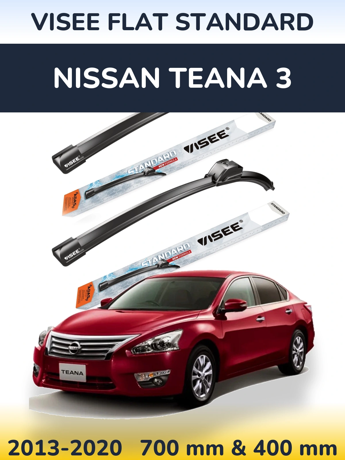 Sada předních stěračů VISEE FLAT STANDARD 700 a 400 mm pro Nissan Teana 3 2013-2020
