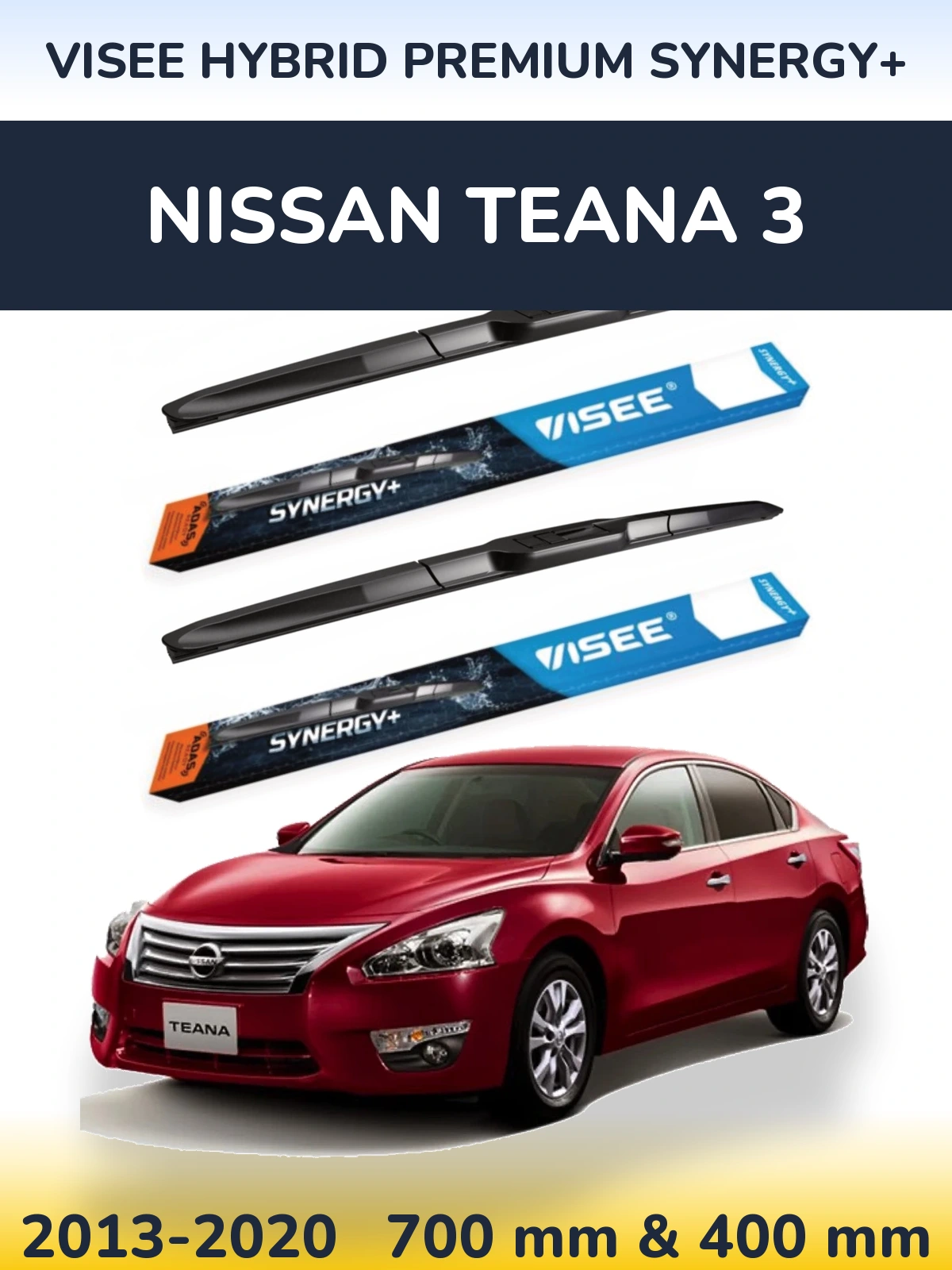 Sada předních stěračů VISEE HYBRID PREMIUM SYNERGY+ 700 a 400 mm pro Nissan Teana 3 2013-2020