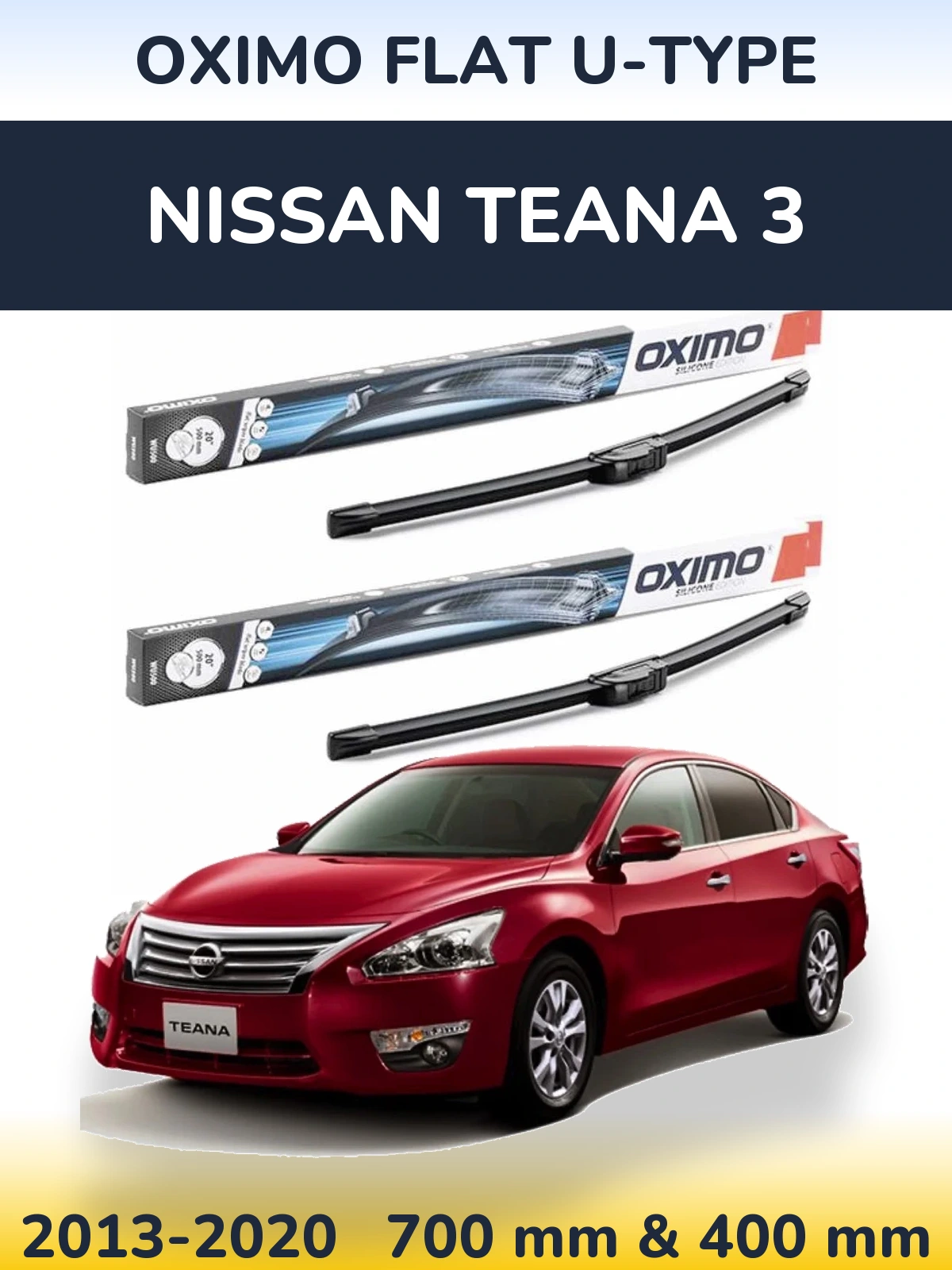 Комплект передніх щіток Oximo Flat U-type 700 & 400 мм для Nissan Teana 3 2013-2020
