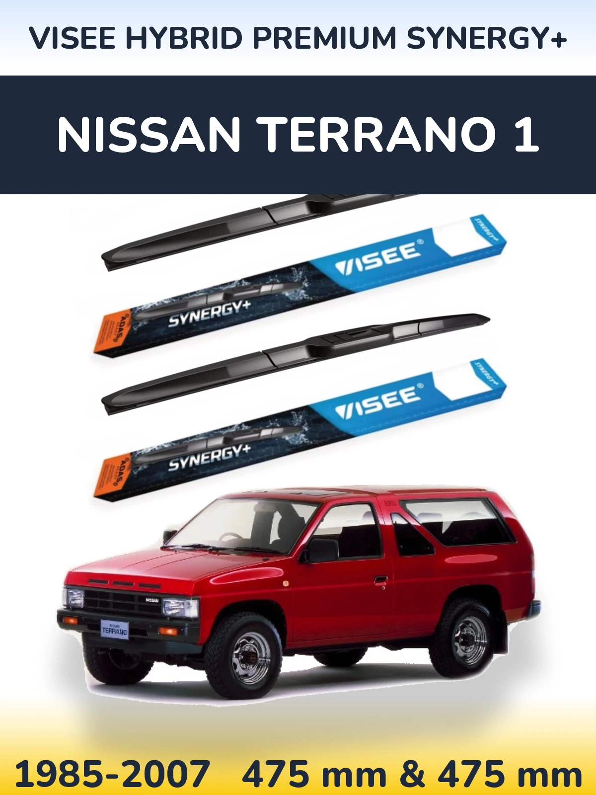 Sada předních stěračů VISEE HYBRID PREMIUM SYNERGY+ 475 a 475 mm pro Nissan Terrano 1 1985-2007
