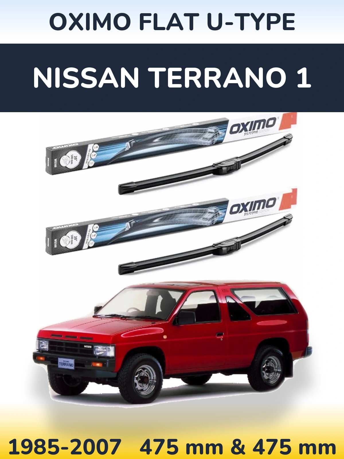 Sada předních stěračů Oximo Flat U-type 475 a 475 mm pro Nissan Terrano 1 1985-2007