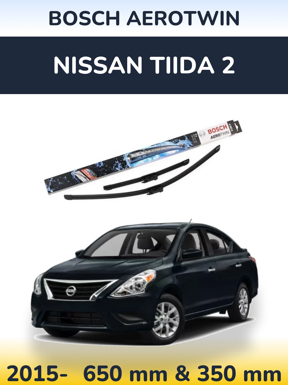 Sada předních stěračů BOSCH AeroTwin 650 a 340 mm pro Nissan Tiida 2 2015-2026