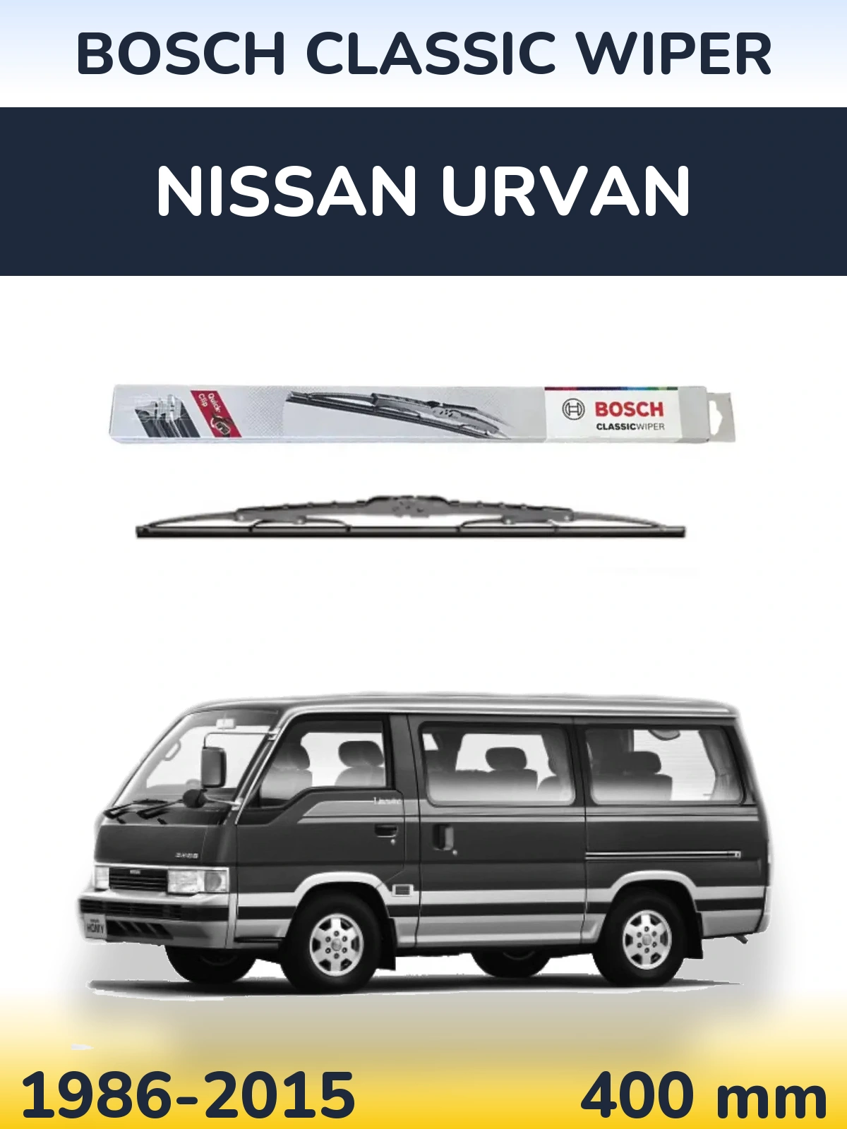 Zadní stěrač BOSCH Classic Wiper 400 mm pro Nissan Urvan 1986-2015